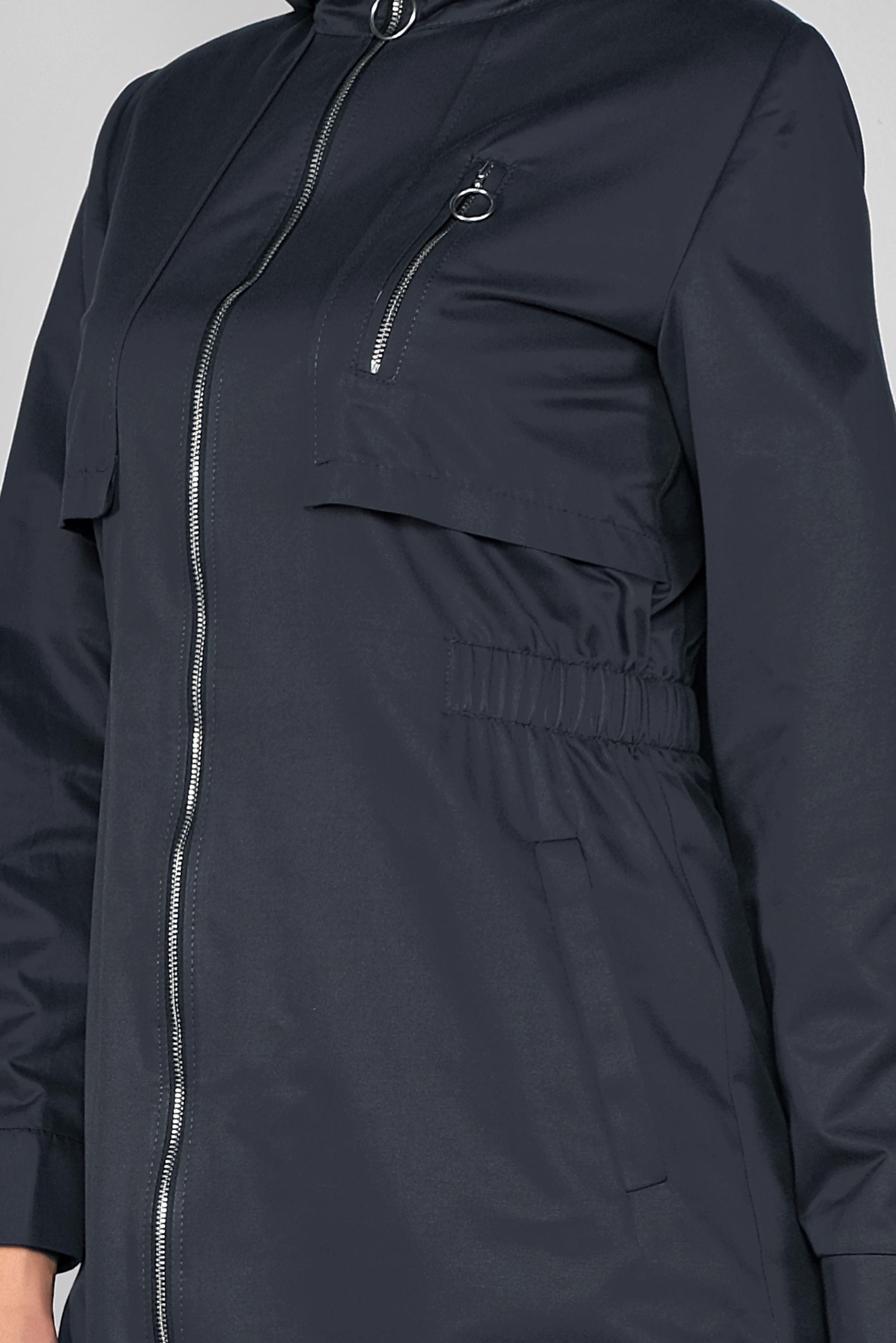 Tesettür giyim LACİVERT KAPÜŞONLU FERMUARLI TRENÇKOT 10292 