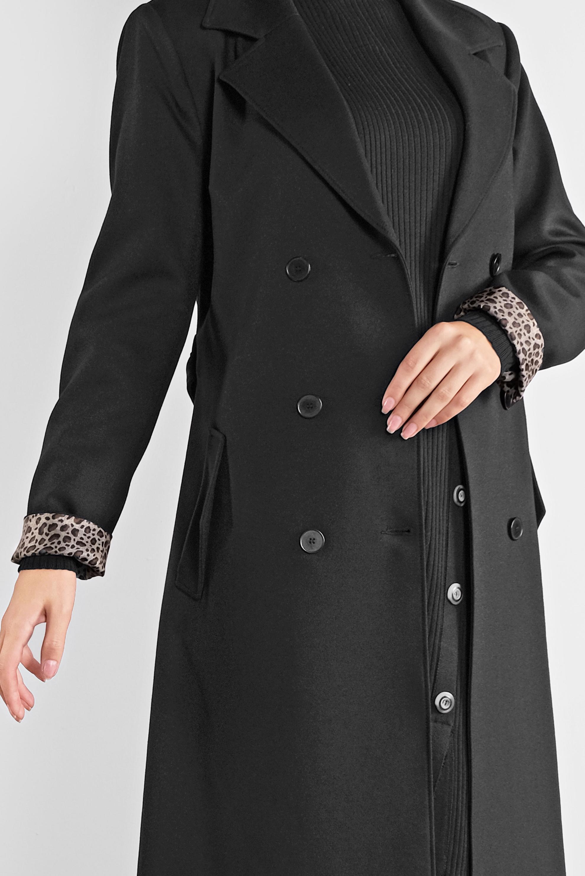 Hijab clothing BLACK DOUBLE-BREASTED TRENCH-COAT 10293