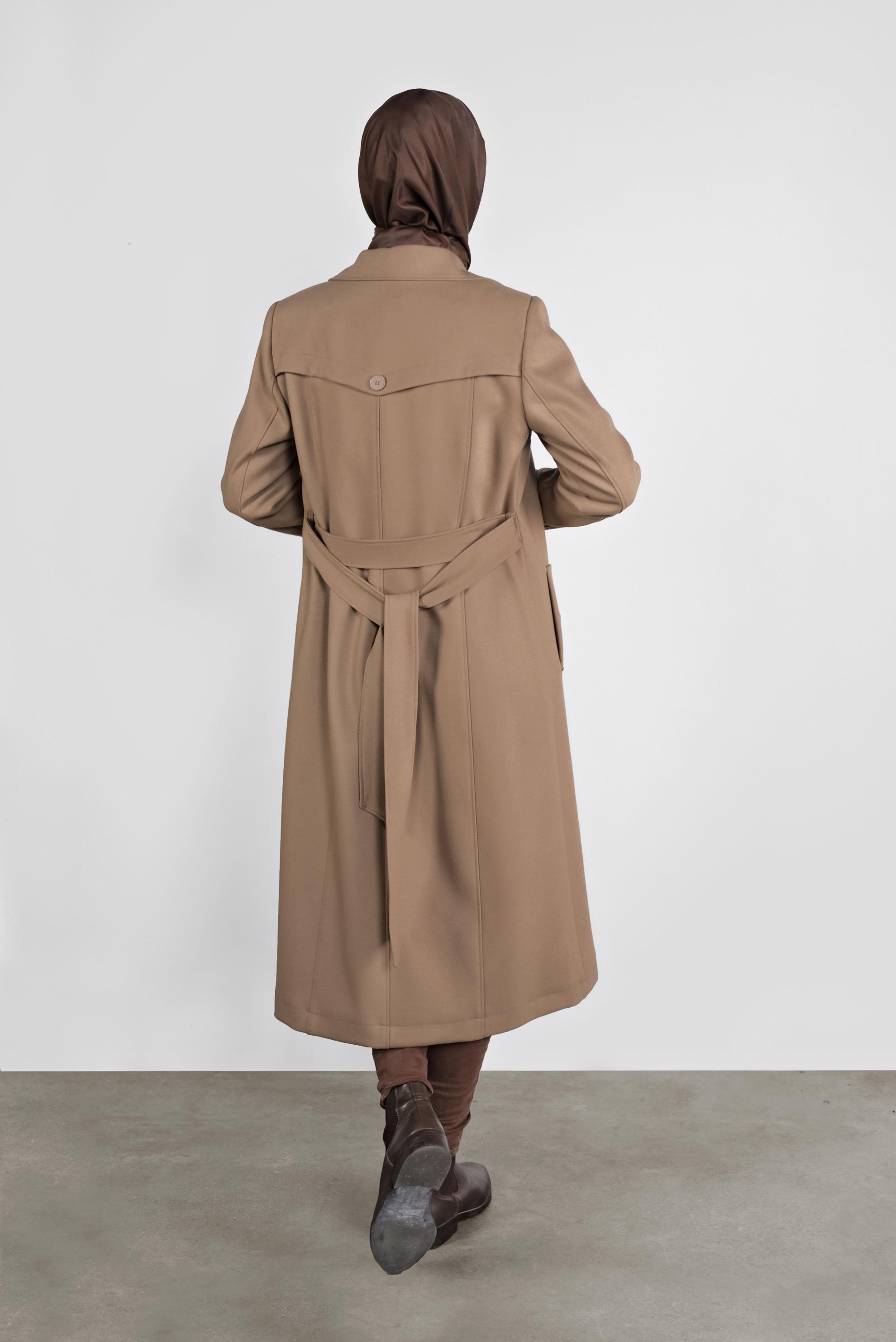 Hijab clothing BROWN DOUBLE-BREASTED TRENCH-COAT 10293
