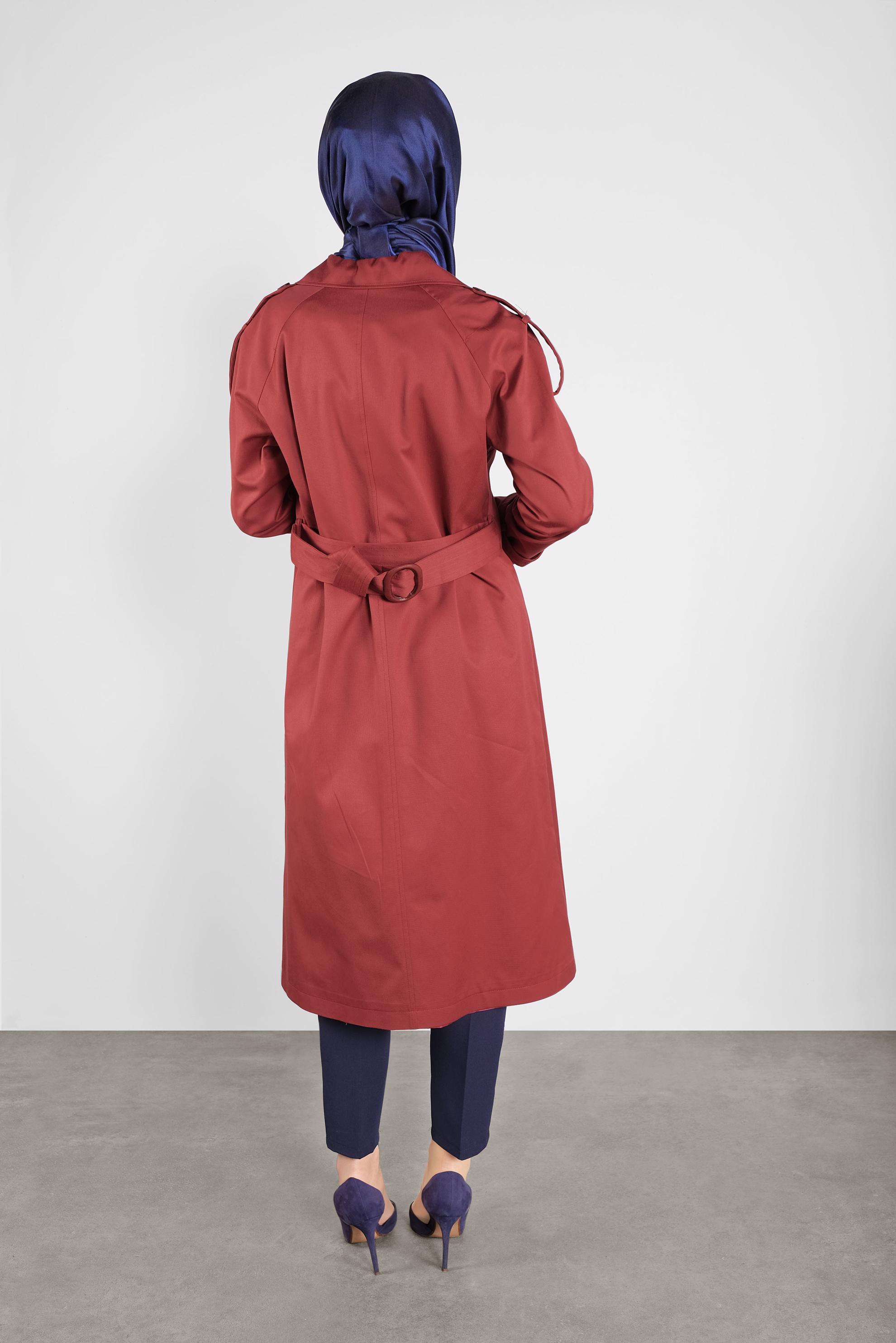 Vêtements hijab ORANGE TRENCH-COAT À DEUX RANGÉES DE BOUTONS 10307