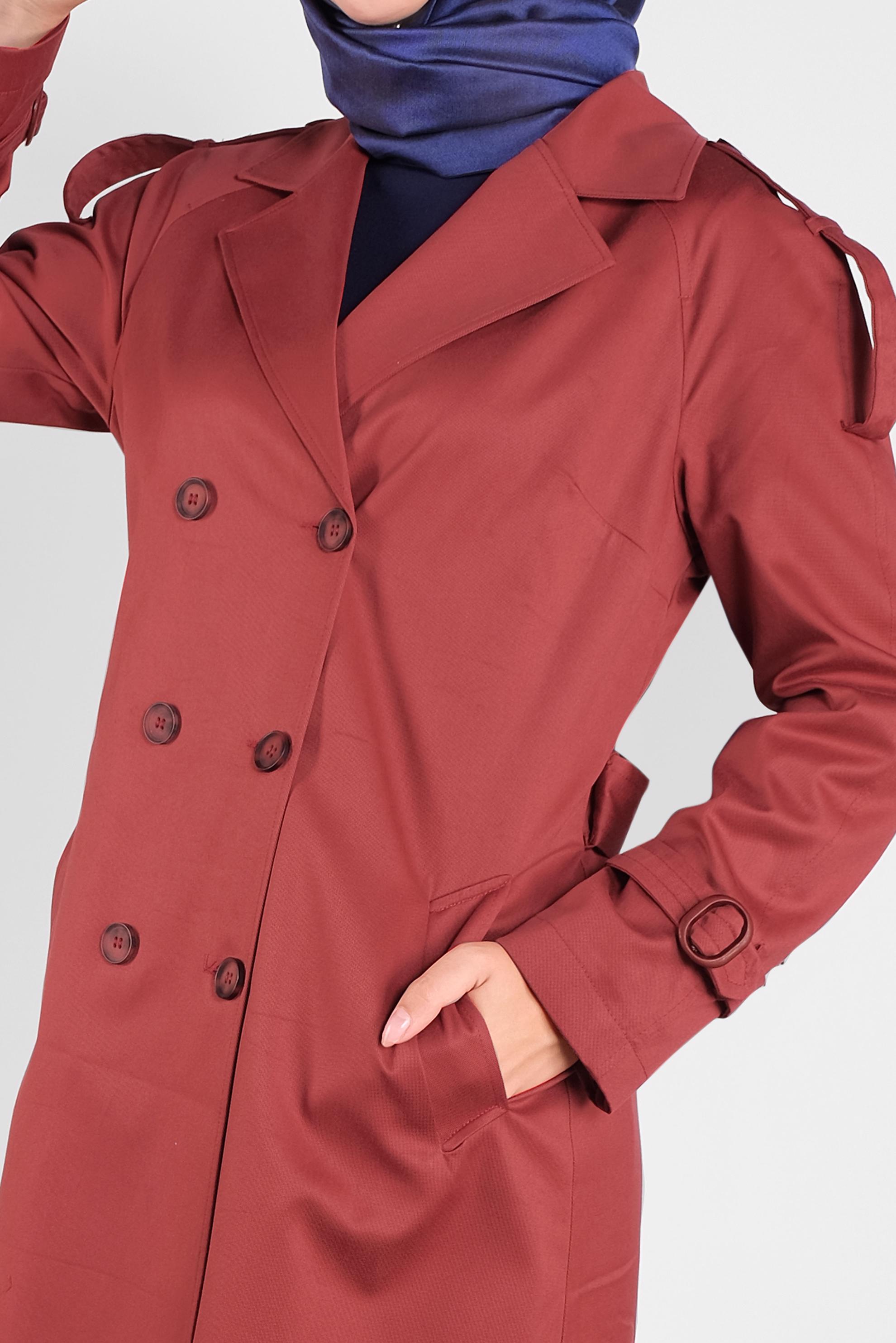 Vêtements hijab ORANGE TRENCH-COAT À DEUX RANGÉES DE BOUTONS 10307