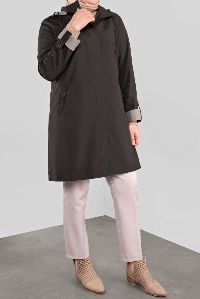 Hijab clothing BROWN 10314 DEWSPO BONDİNG TRENÇKOT 44/50 - ALVİNA
