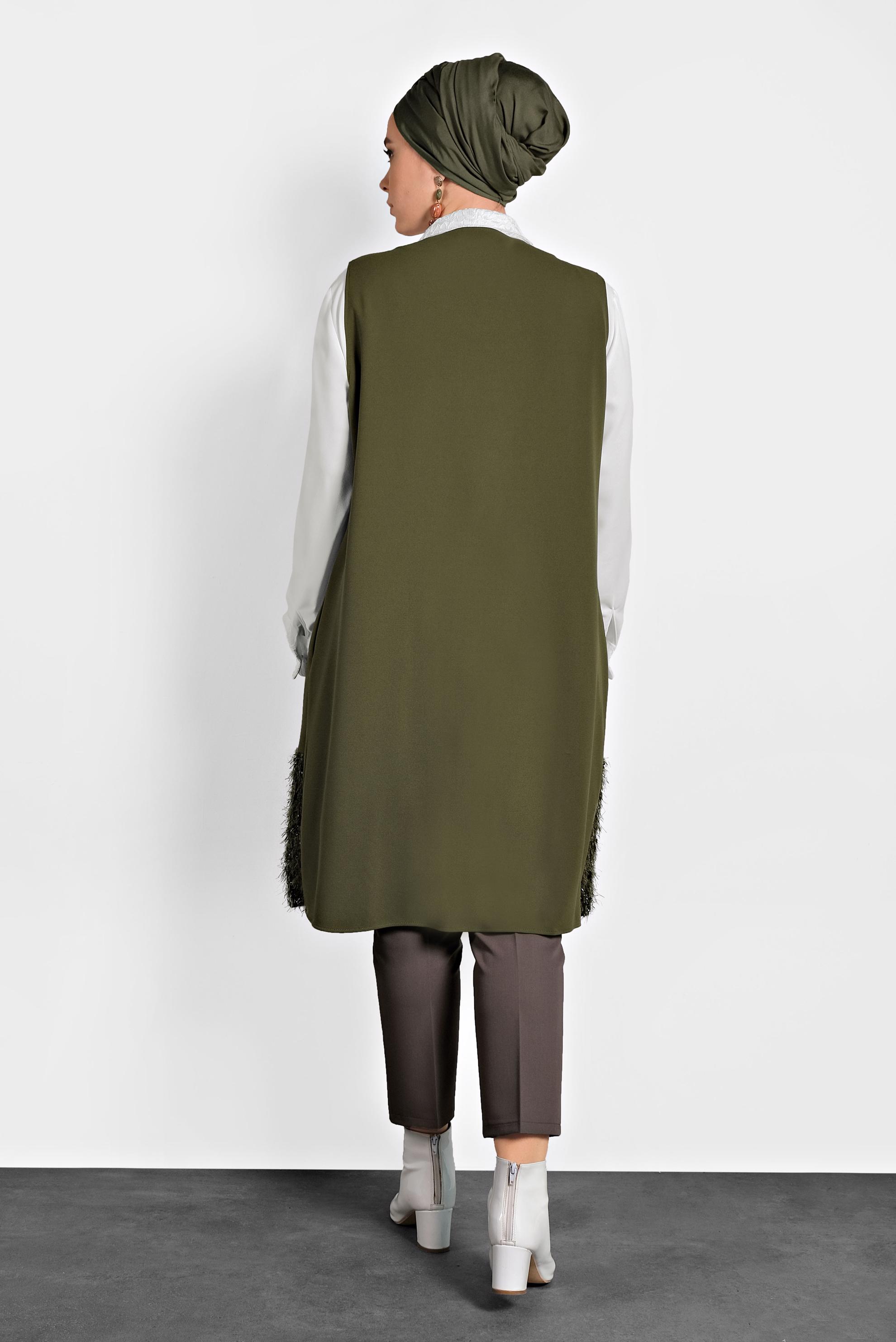 Vêtements hijab KAKI GILET À COL ROND À SEQUINS 20010