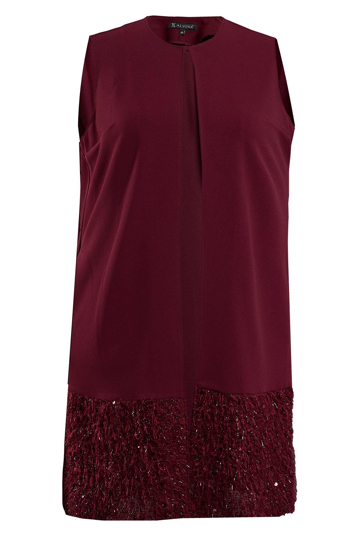 Vêtements hijab ROUGE BORDEAUX GILET À COL ROND À SEQUINS 20010