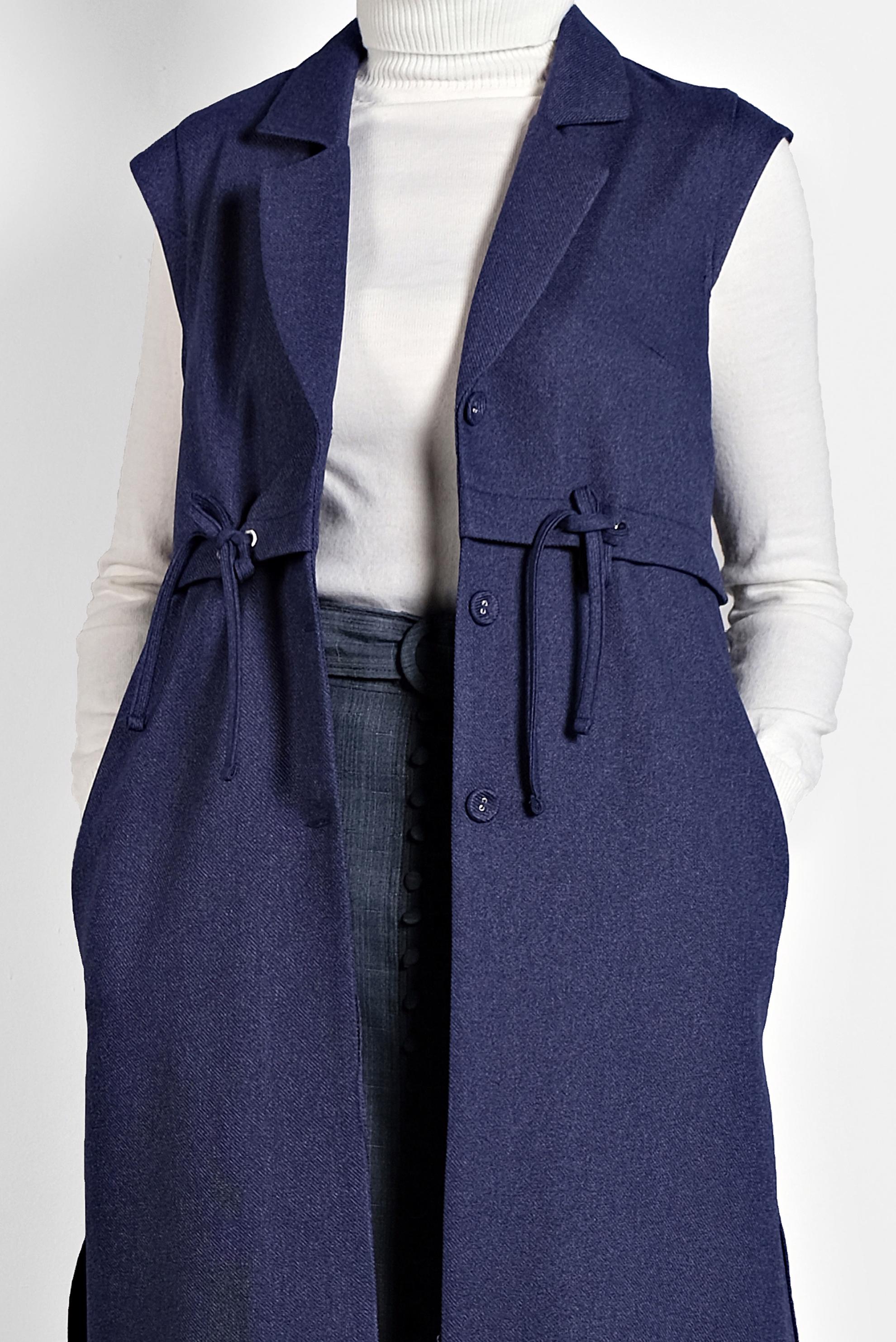 Tesettür giyim LACİVERT BAĞCIKLI DÜĞMELİ YELEK 40121