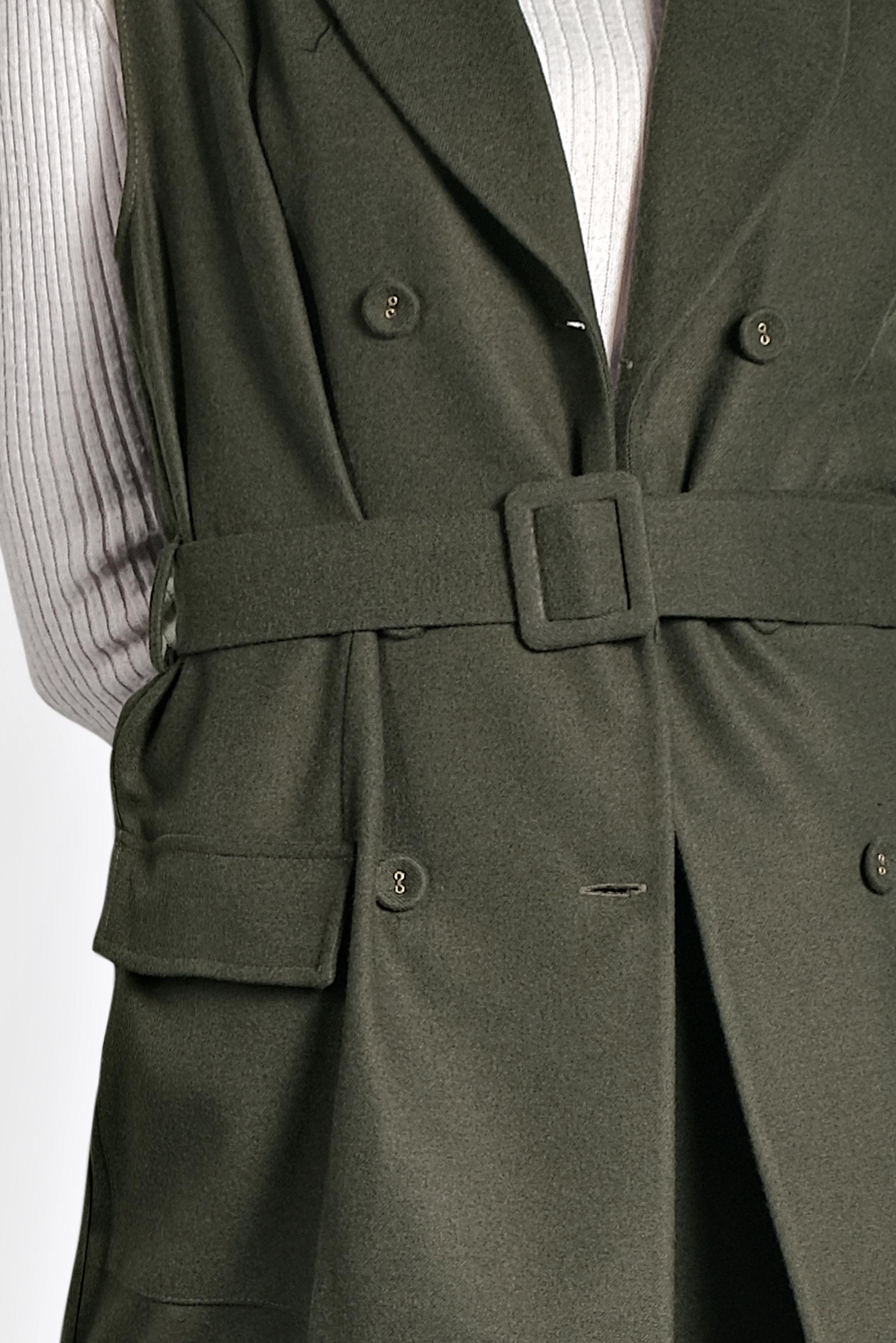 Tesettür giyim HAKİ DÜĞMELİ KEMERLİ YELEK 40122 