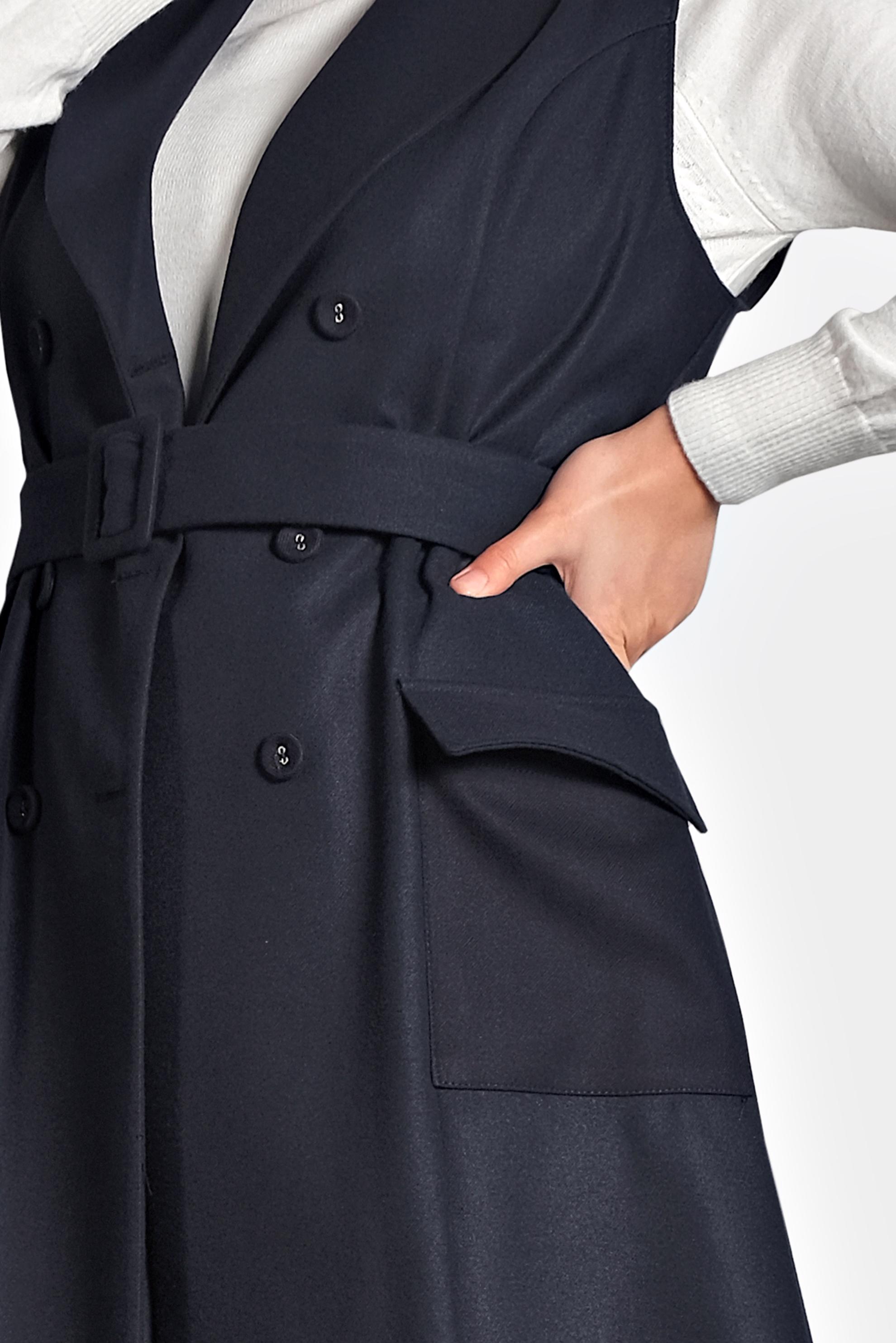 Tesettür giyim LACİVERT DÜĞMELİ KEMERLİ YELEK 40122 