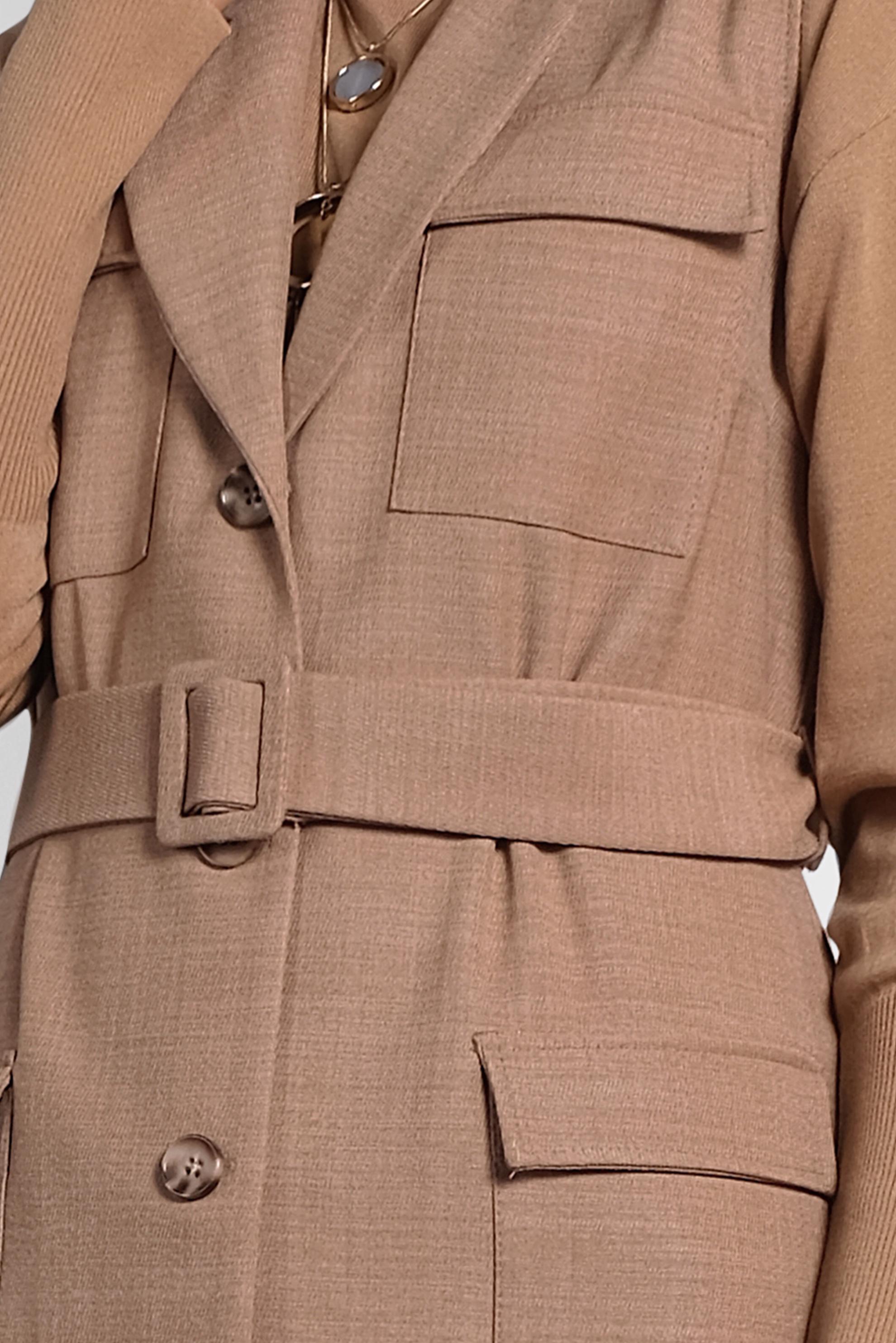 Tesettür giyim KAHVE KEMERLİ DÜĞMELİ YELEK 40128