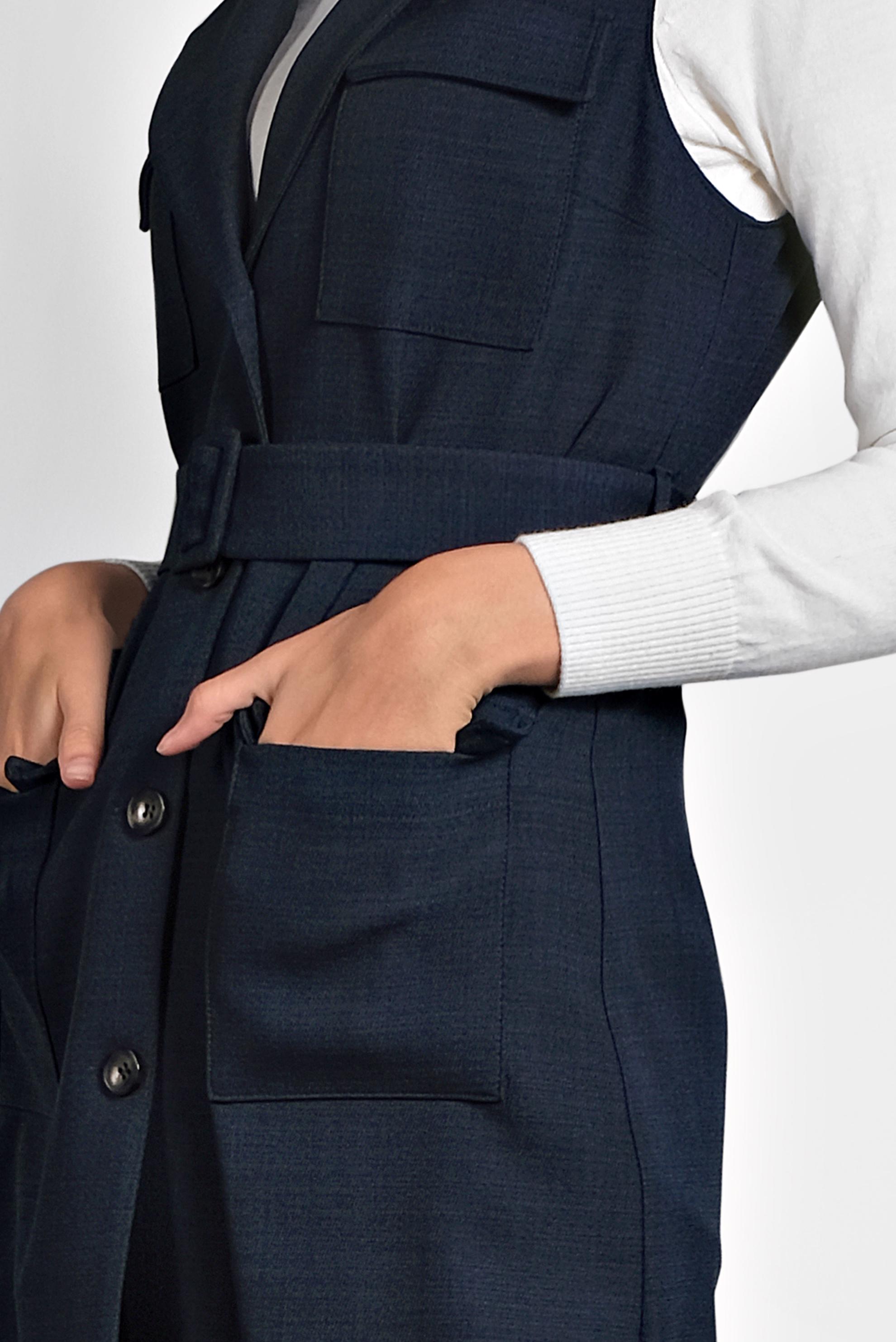 Tesettür giyim LACİVERT KEMERLİ DÜĞMELİ YELEK 40128