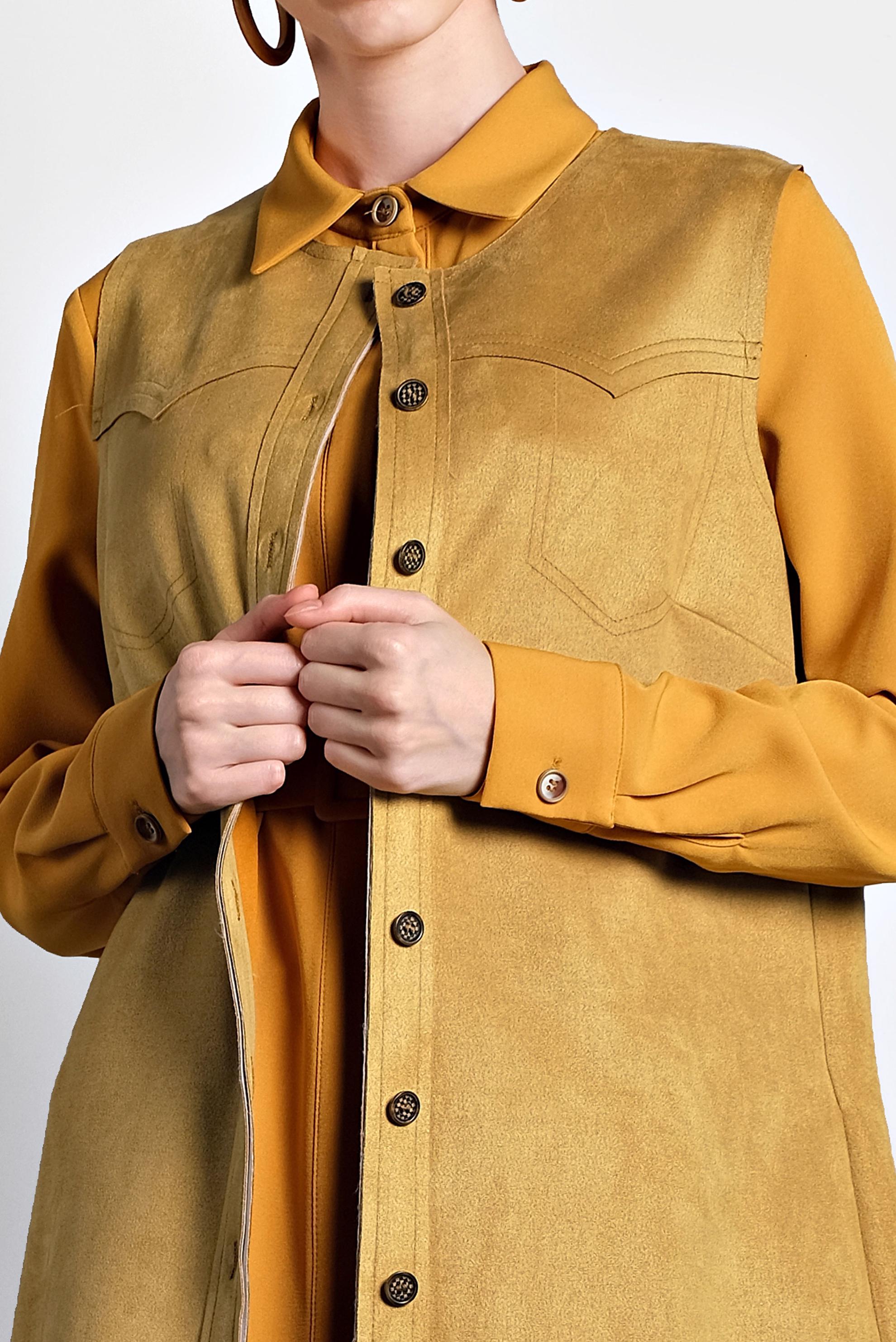 Tesettür giyim SARI DÜĞMELİ SÜET YELEK 40261