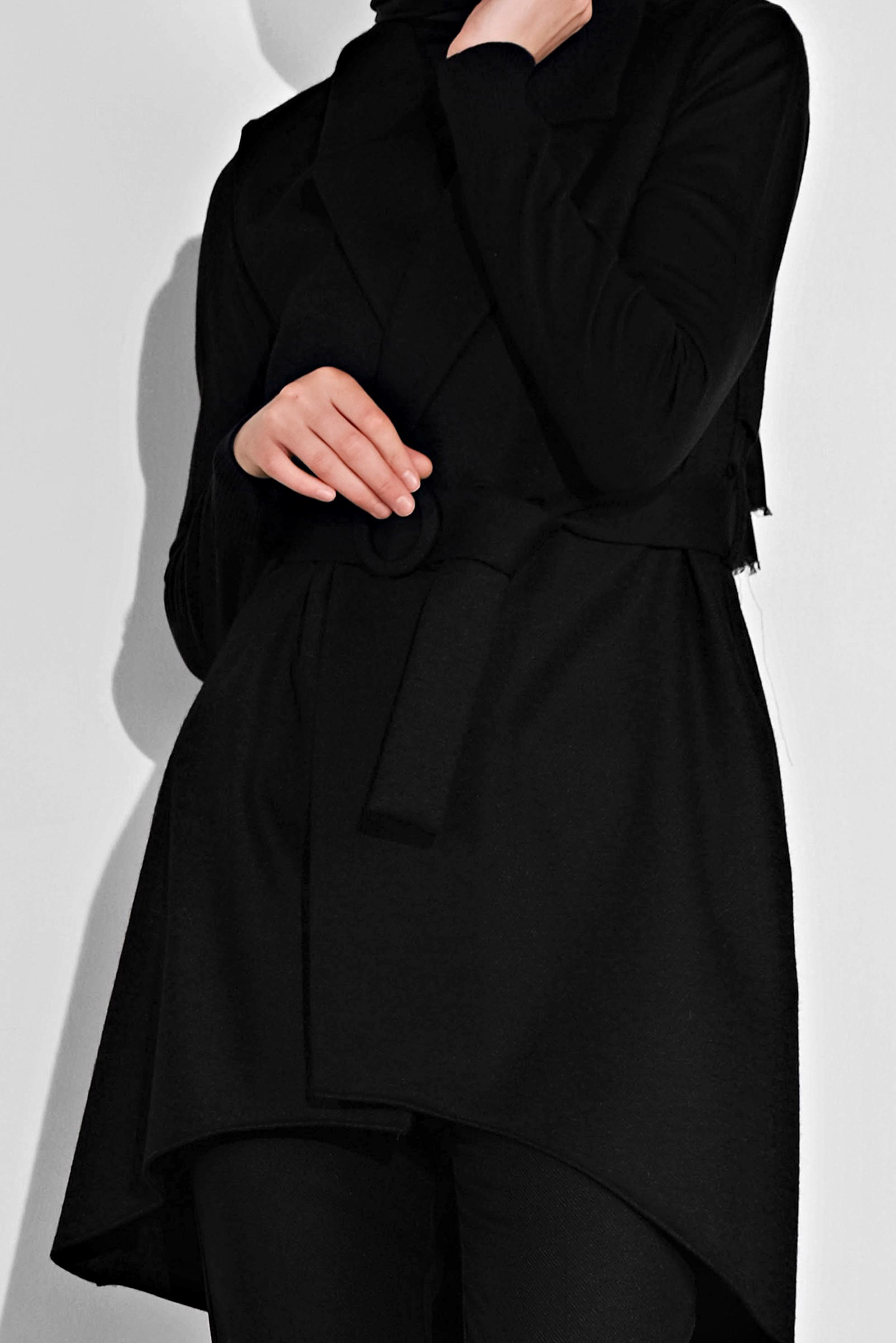 Hijab clothing BLACK ASYMMETRIC CUT BELTED VEST 40262 
