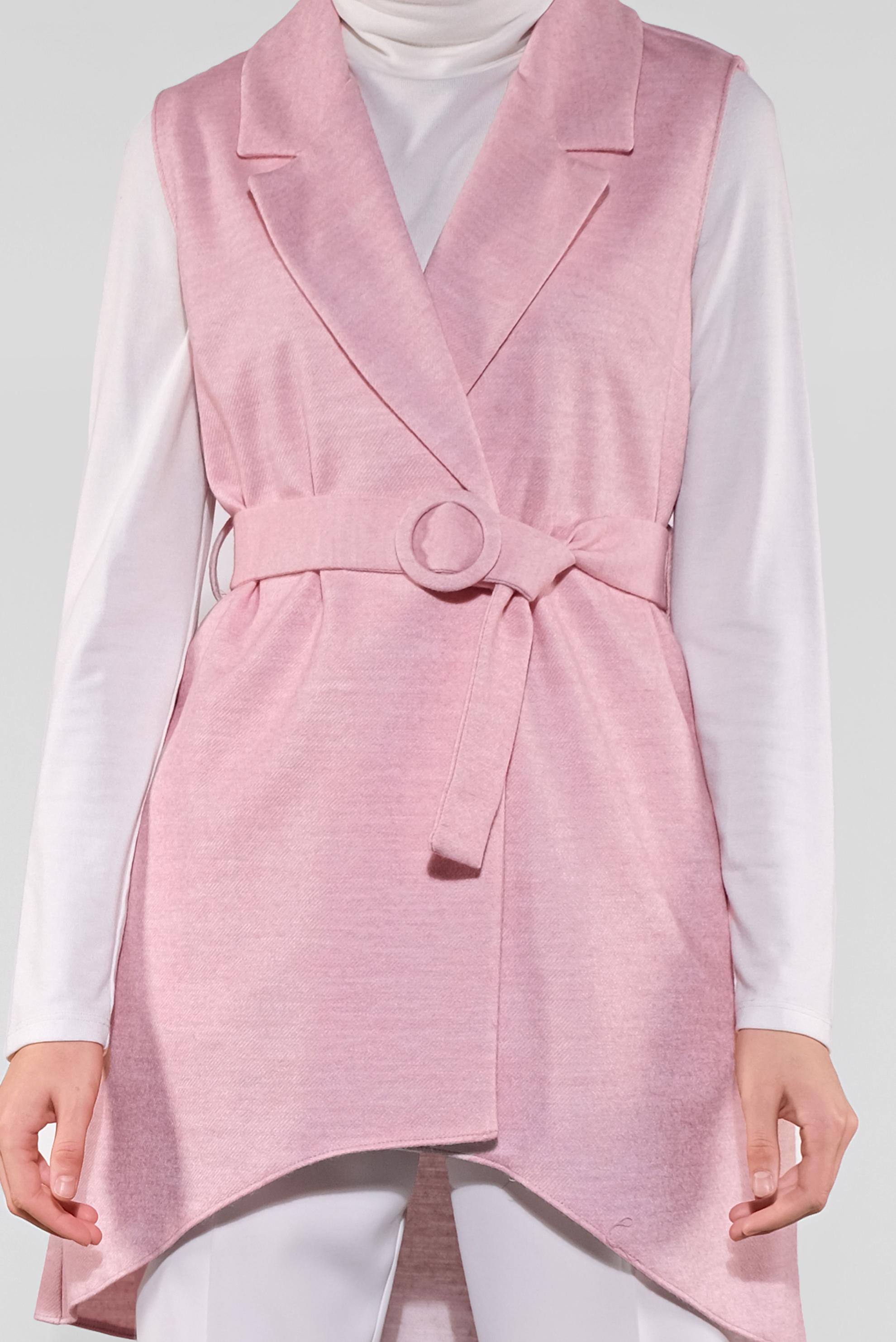 Vêtements hijab POUDRE GILET COUPE ASYMÉTRIQUE AVEC CEINTURE 40262 