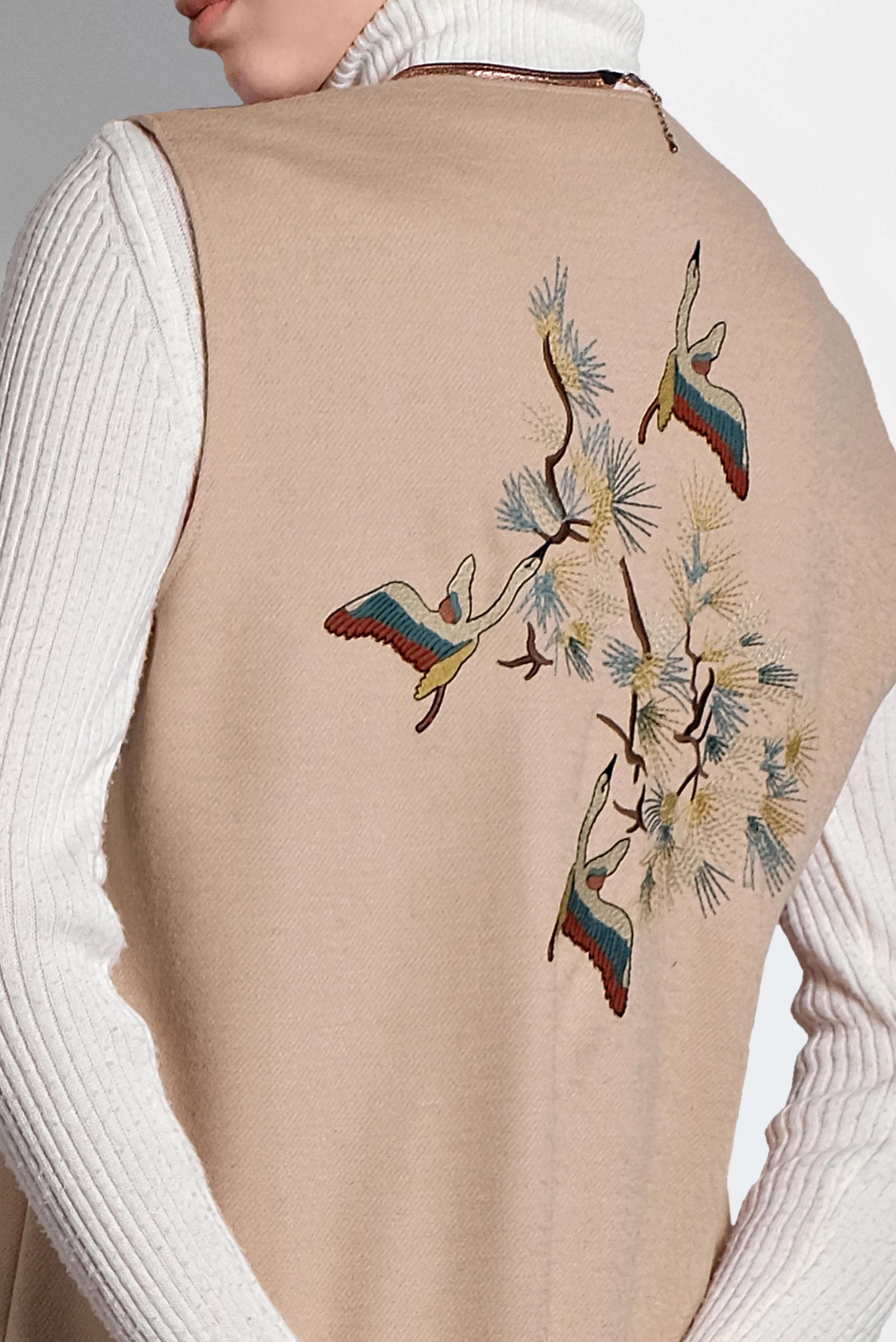 Tesettür giyim BEJ NAKIŞ DETAYLI YELEK 40293