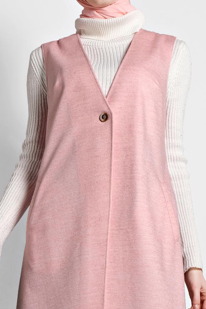 Vêtements hijab POUDRE GILET À BRODÉ 40293 - ALVİNA
