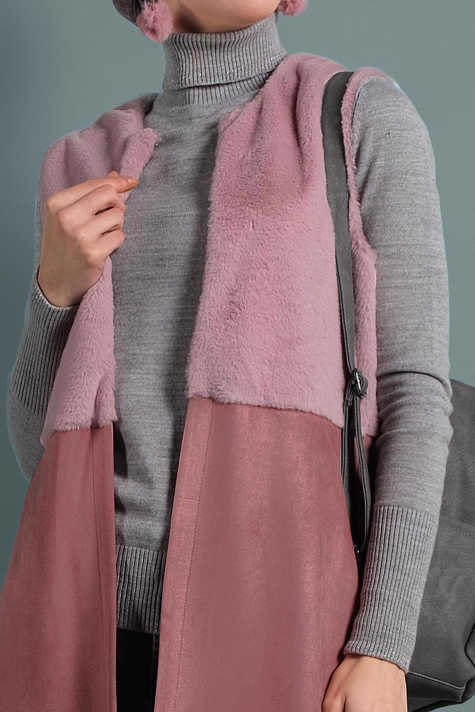 Tesettür giyim PUDRA SÜET YELEK 40402