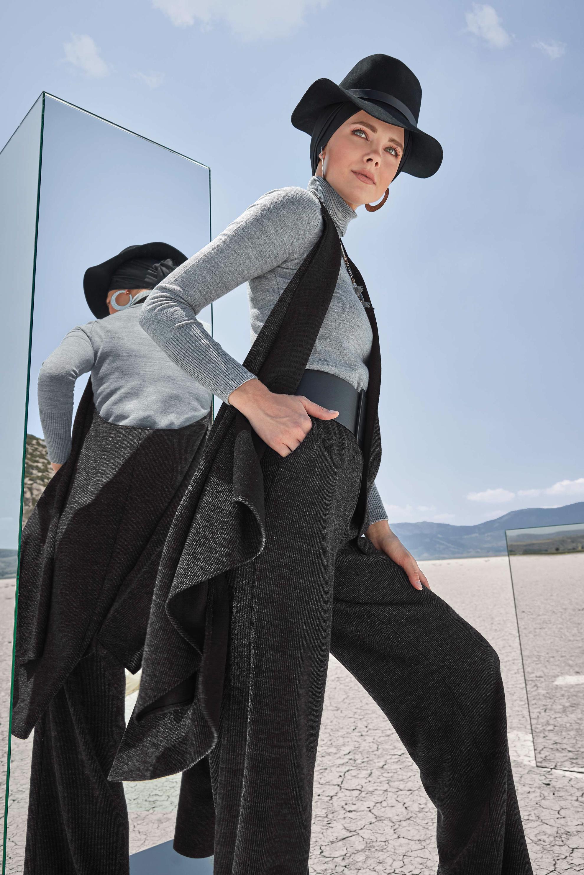 Vêtements hijab NOIR GILET COUPE ASYMÉTRIQUE 40417 