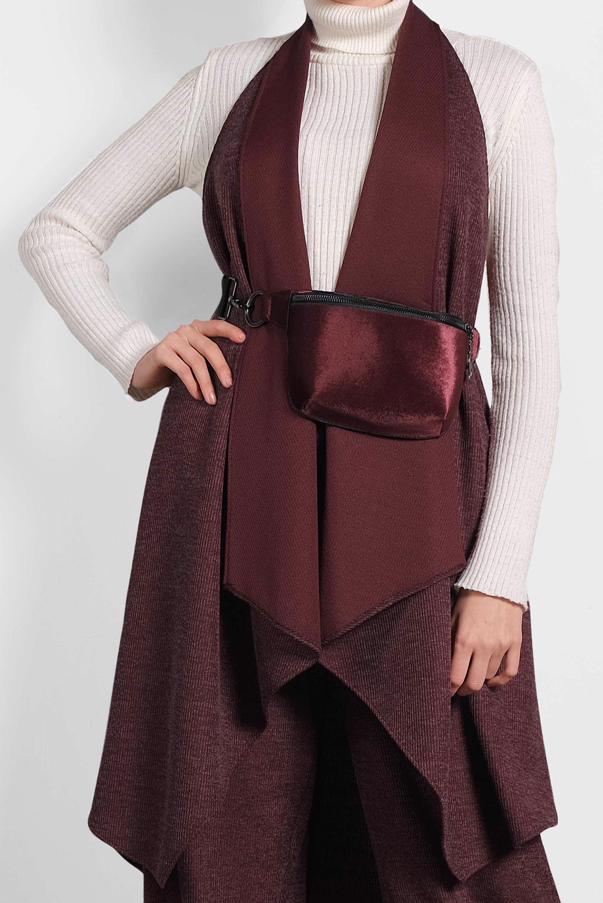 Vêtements hijab ROUGE BORDEAUX GILET COUPE ASYMÉTRIQUE 40417 