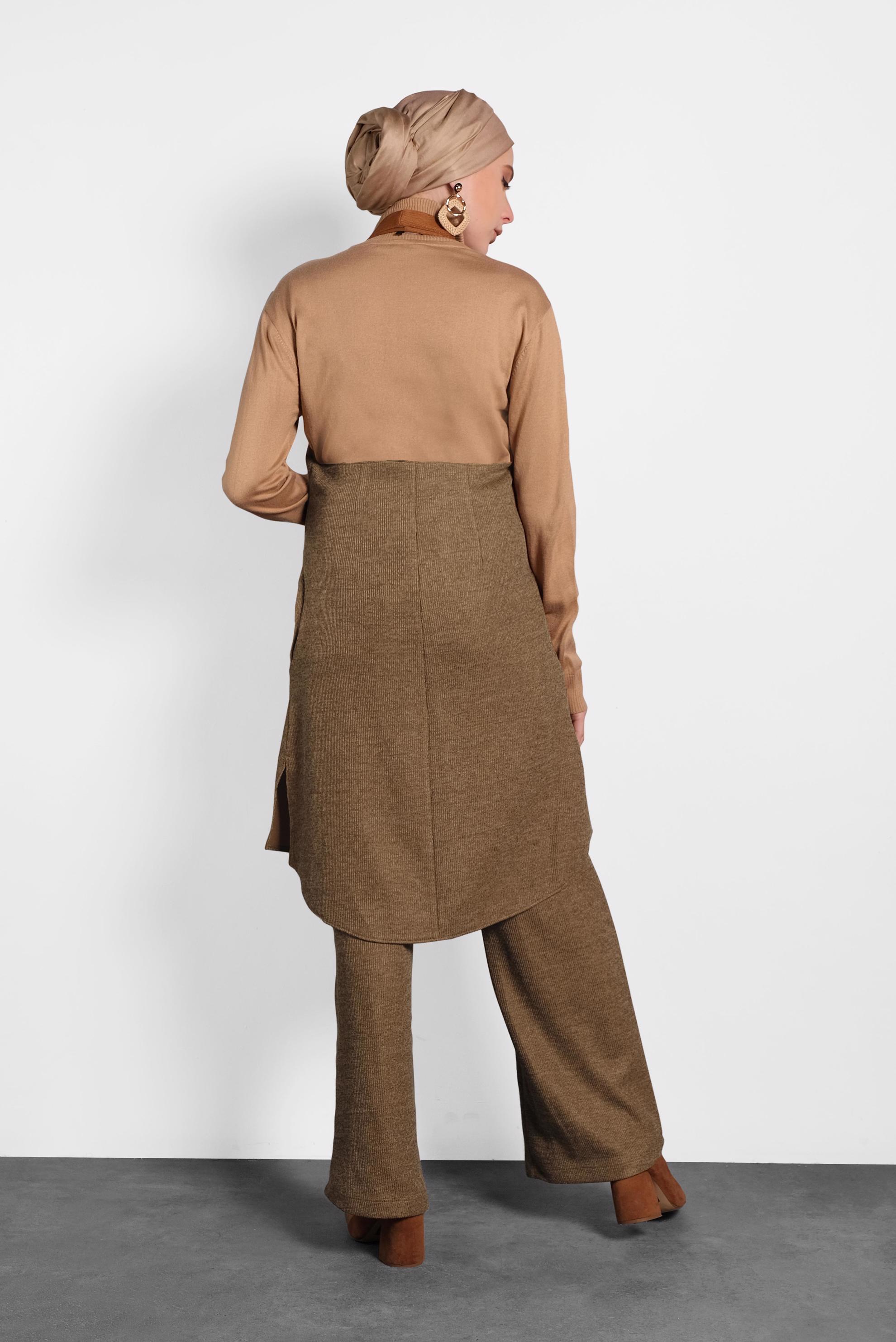 Vêtements hijab BRUN GILET COUPE ASYMÉTRIQUE 40417 