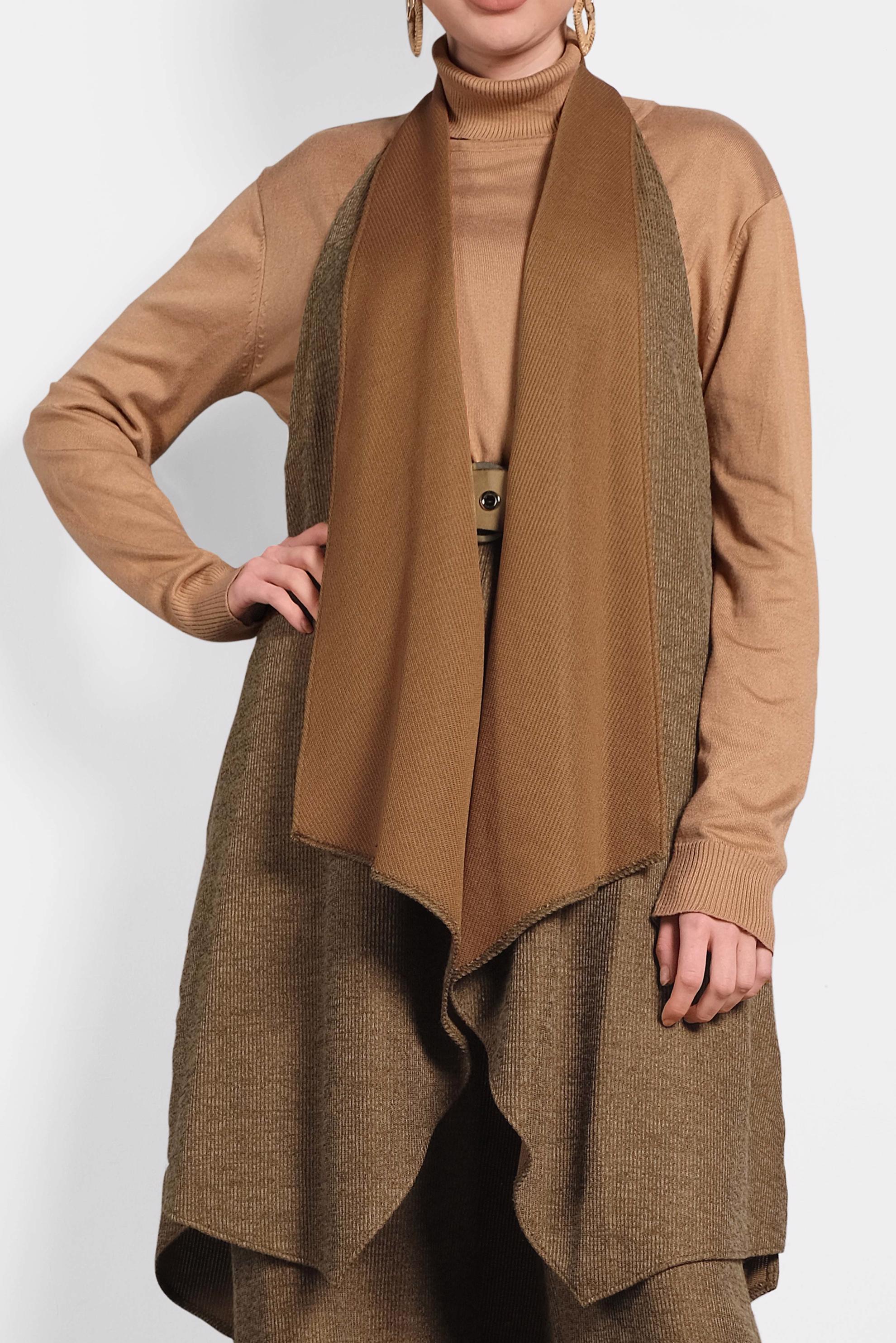 Vêtements hijab BRUN GILET COUPE ASYMÉTRIQUE 40417 