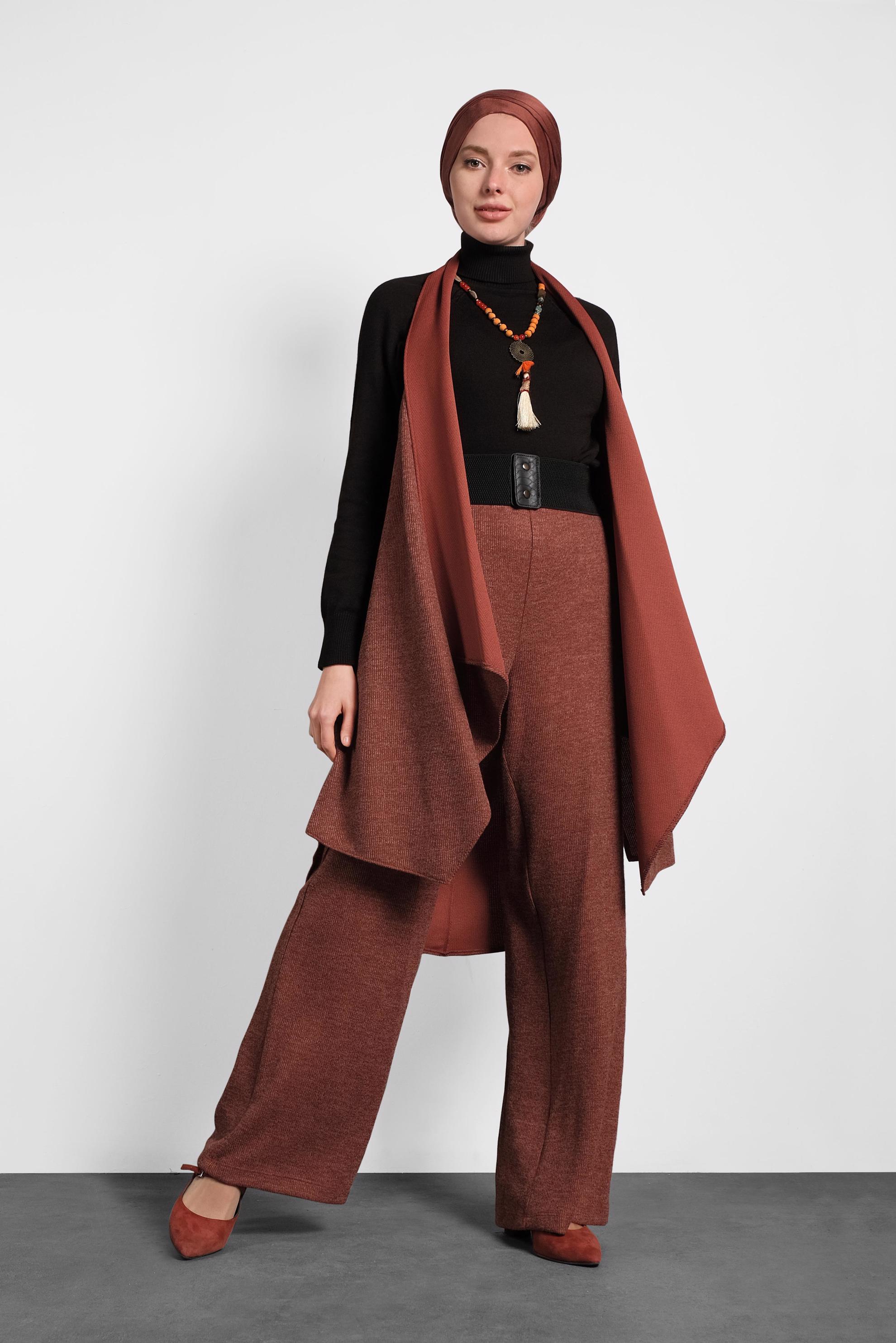 Vêtements hijab ORANGE GILET COUPE ASYMÉTRIQUE 40417 