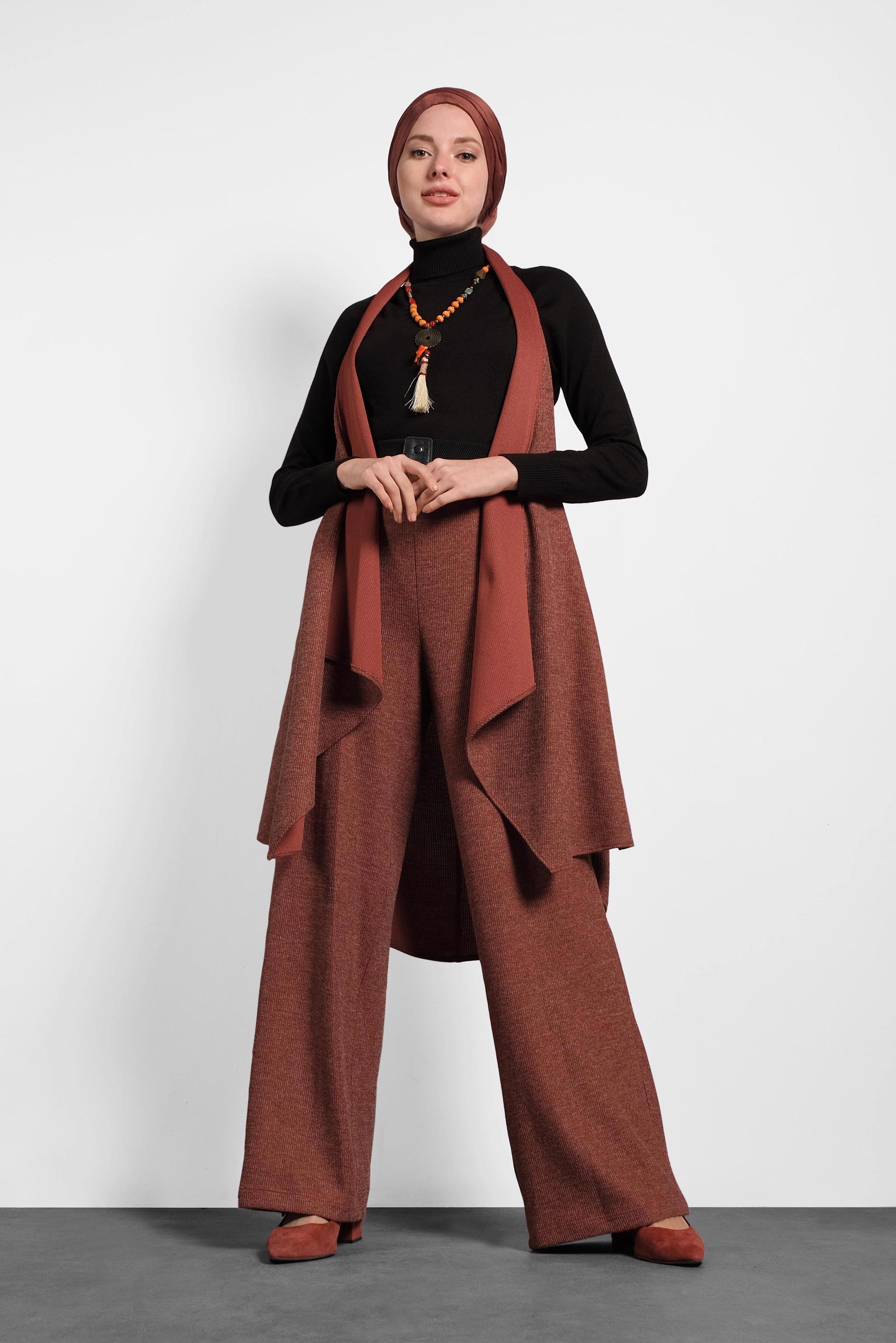 Vêtements hijab ORANGE GILET COUPE ASYMÉTRIQUE 40417 