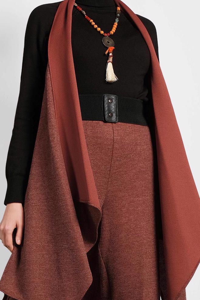 Vêtements hijab ORANGE GILET COUPE ASYMÉTRIQUE 40417  - ALVİNA