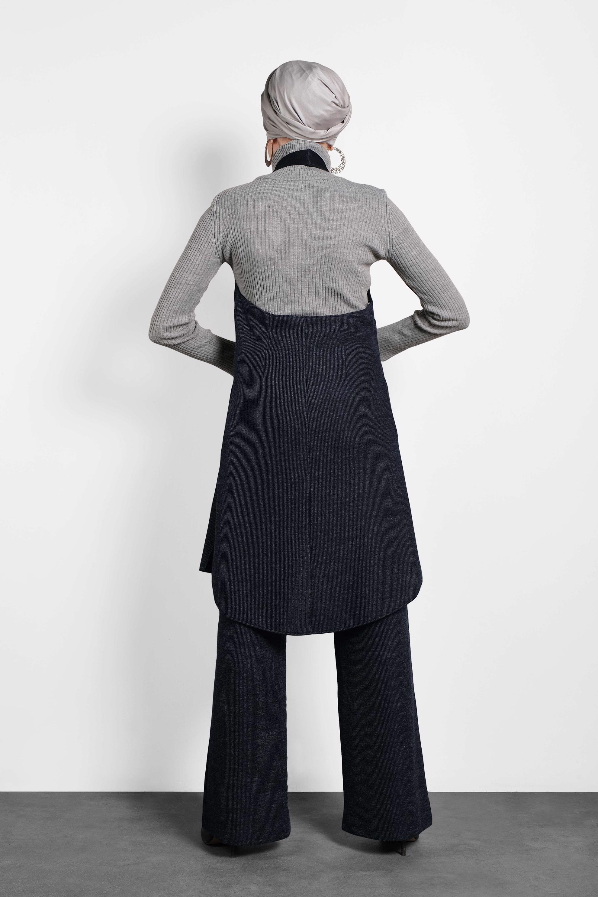 Vêtements hijab BLEU MARINE GILET COUPE ASYMÉTRIQUE 40417 