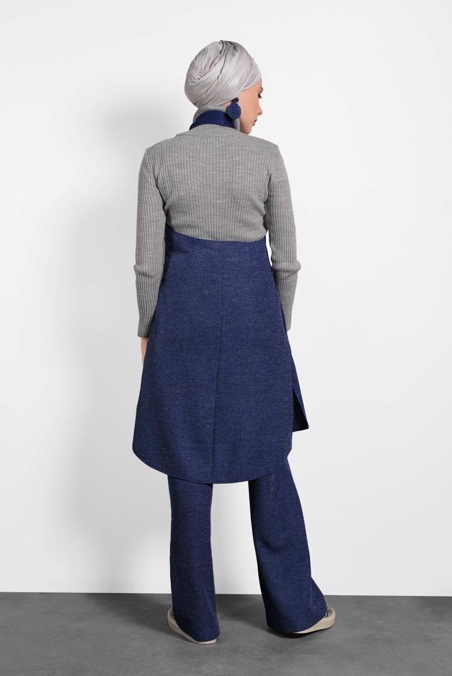 Vêtements hijab BLEU MARINE GILET COUPE ASYMÉTRIQUE 40417  - ALVİNA