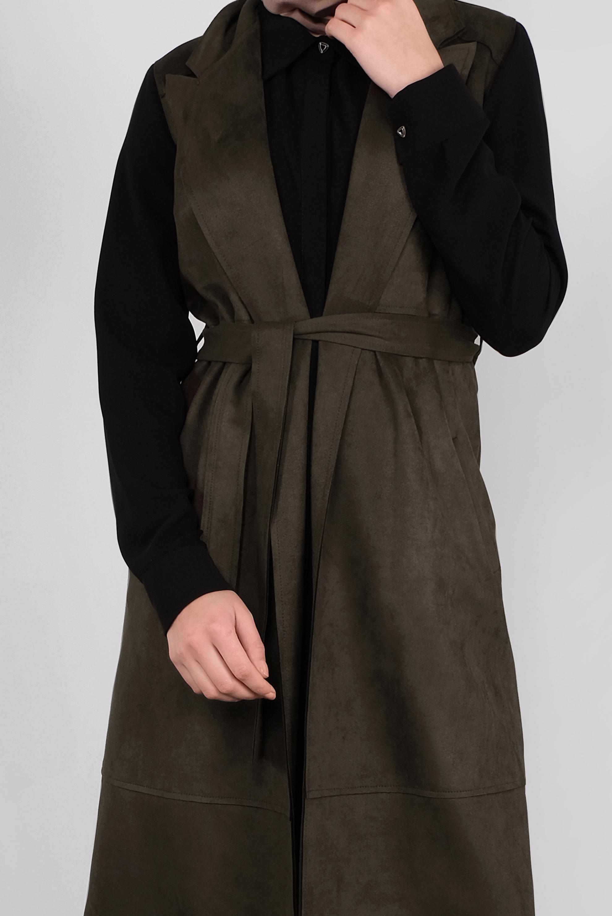 Tesettür giyim HAKİ SÜET YELEK 41180 