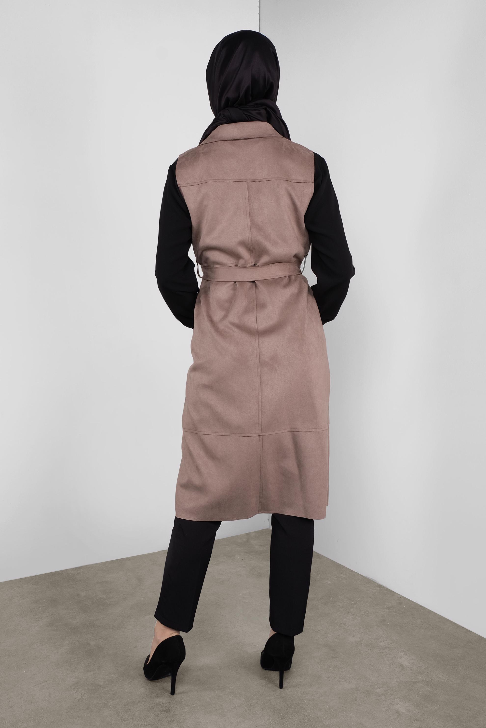 Tesettür giyim VİZON SÜET YELEK 41180 