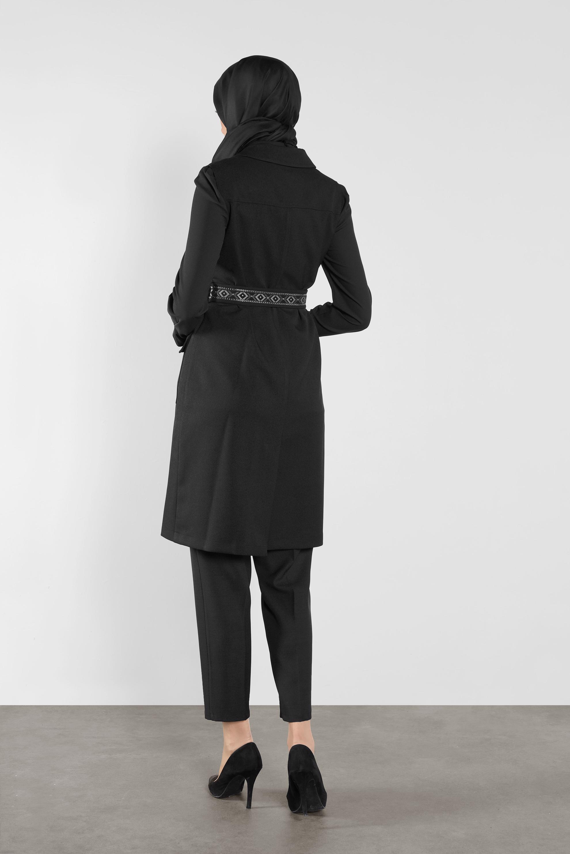 Tesettür giyim SİYAH KEMERLİ YELEK 41220	