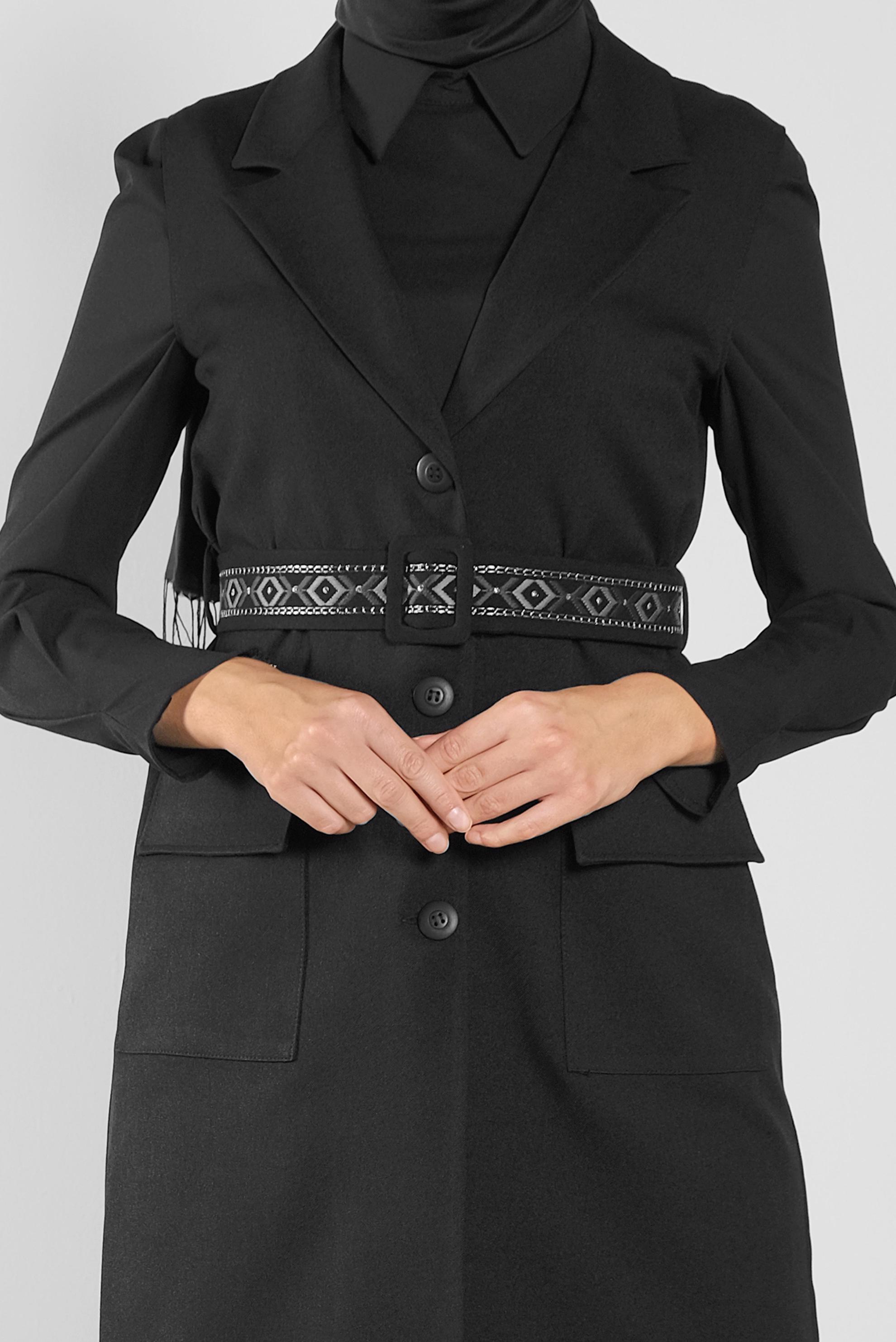Tesettür giyim SİYAH KEMERLİ YELEK 41220	