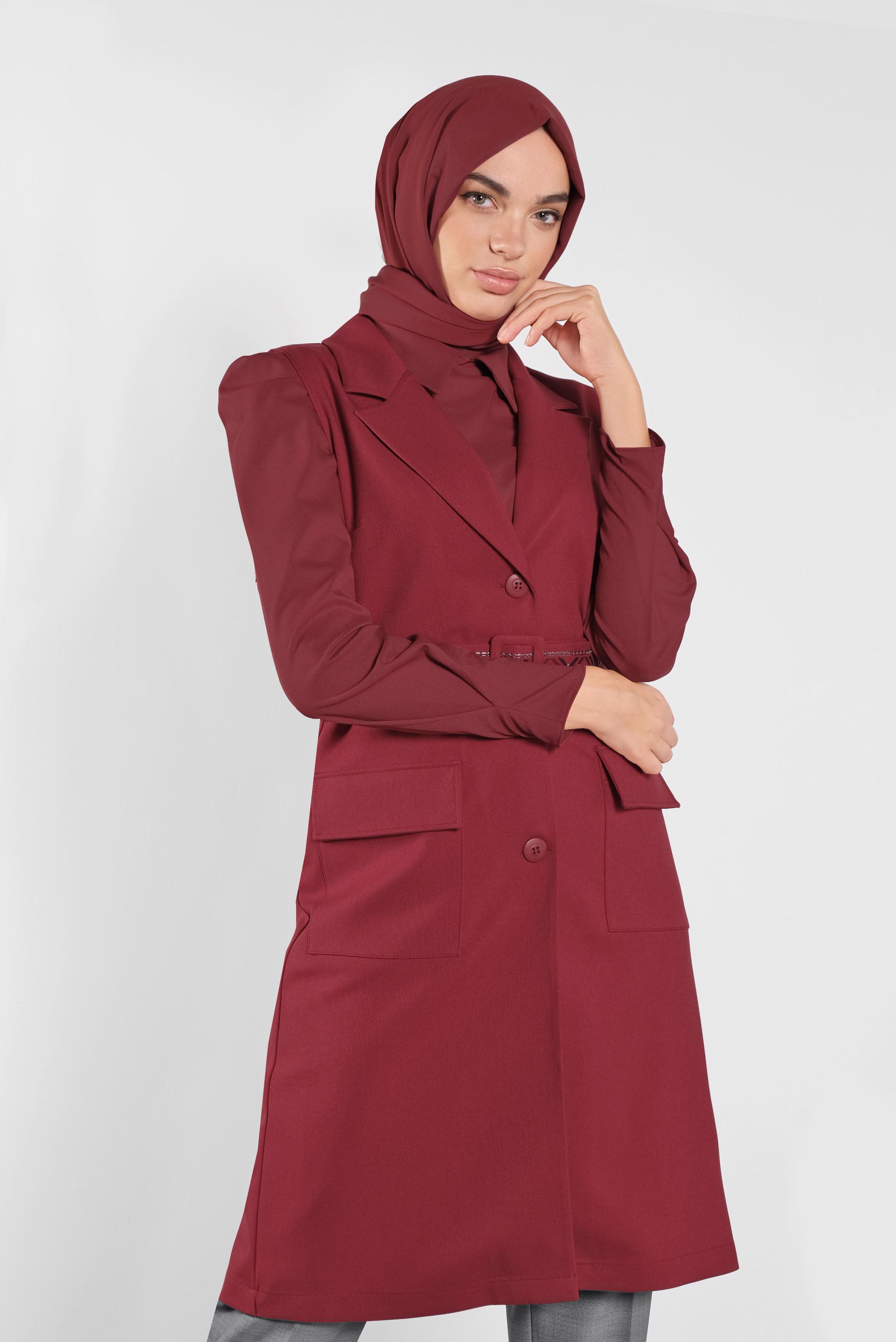 Hijab clothing RED BELTED VEST 41220 
