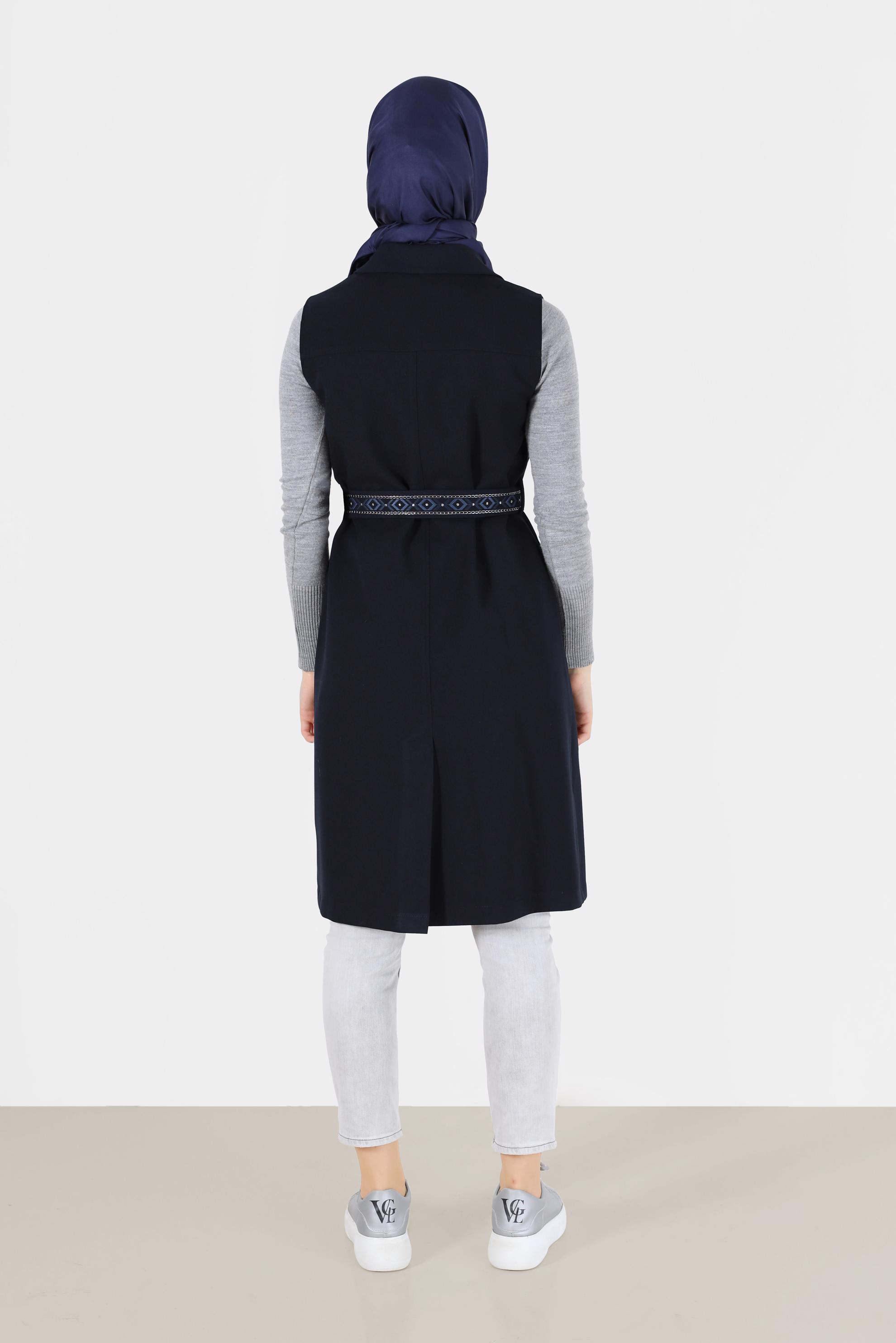 Hijab clothing NAVY BLUE BELTED VEST 41220 