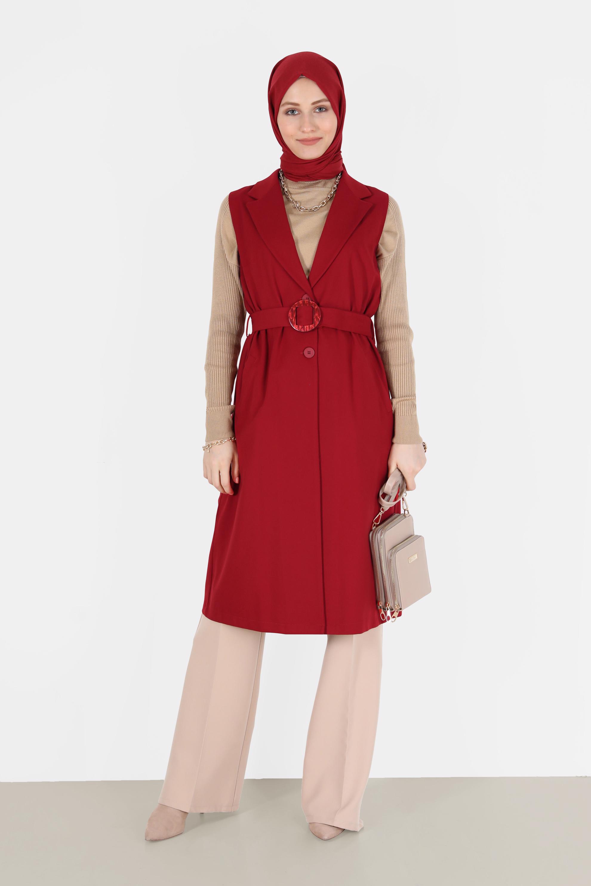 Hijab clothing RED DOUBLE BREASTED VEST 41244 