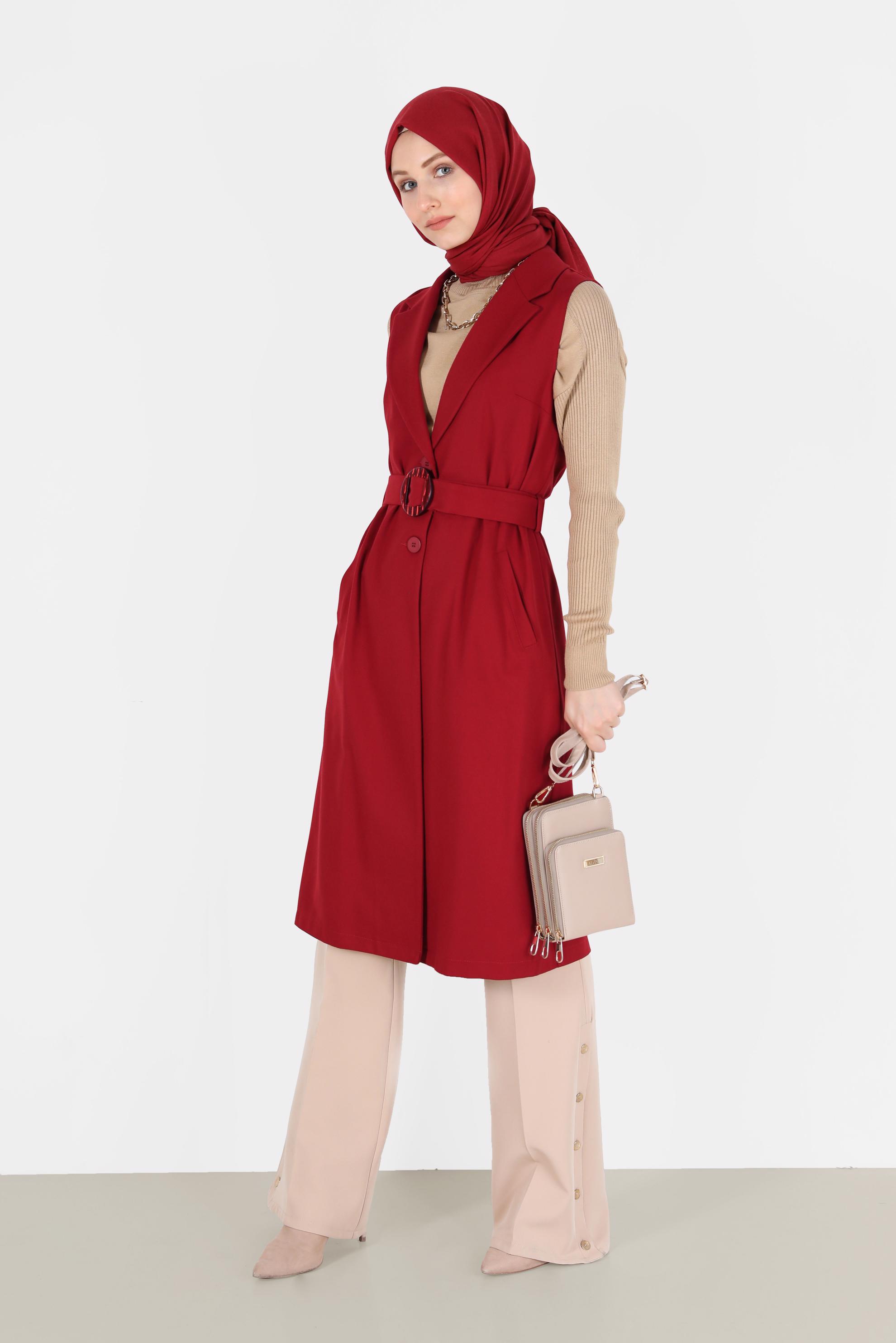 Hijab clothing RED DOUBLE BREASTED VEST 41244 