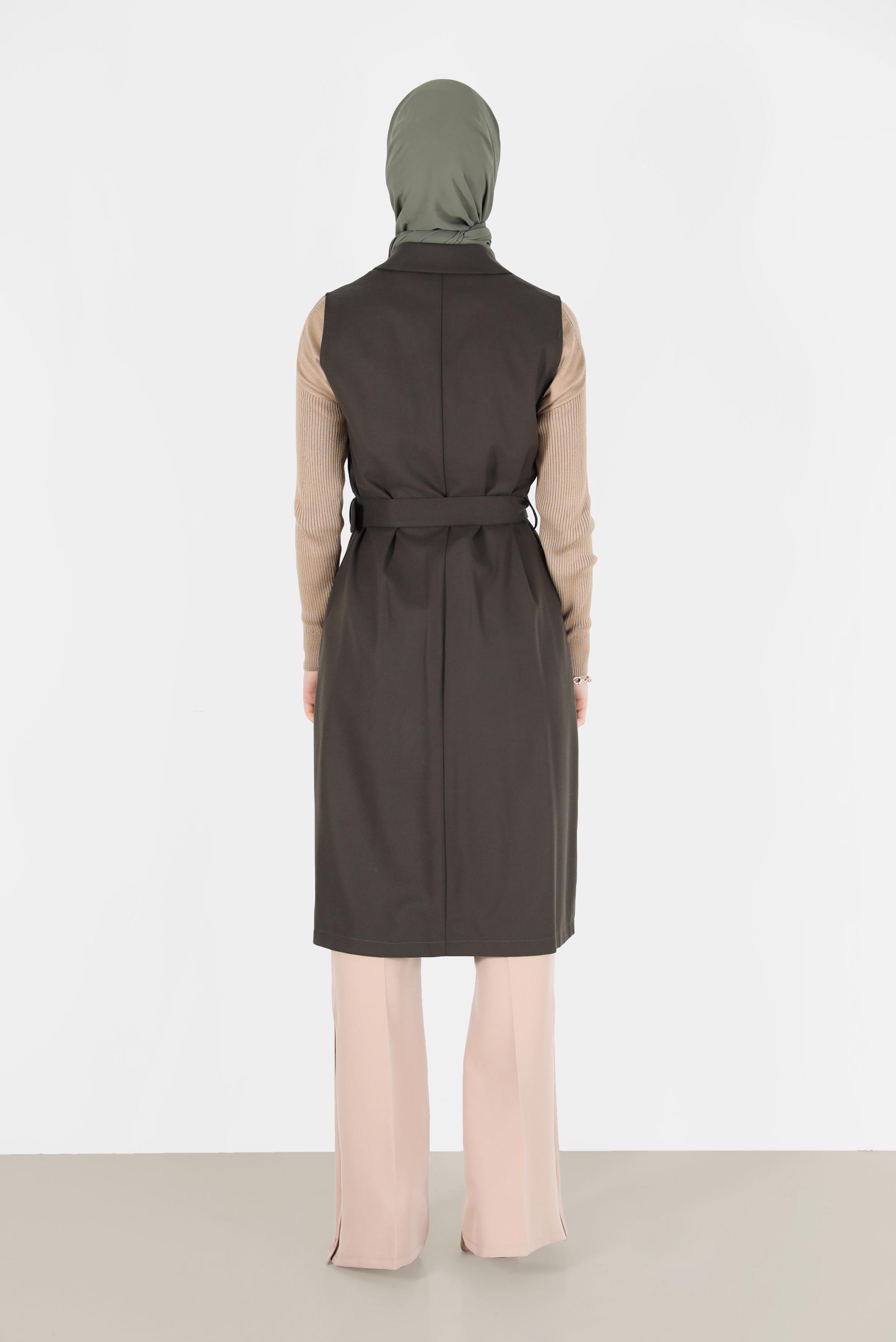 Hijab clothing KHAKI DOUBLE BREASTED VEST 41244 