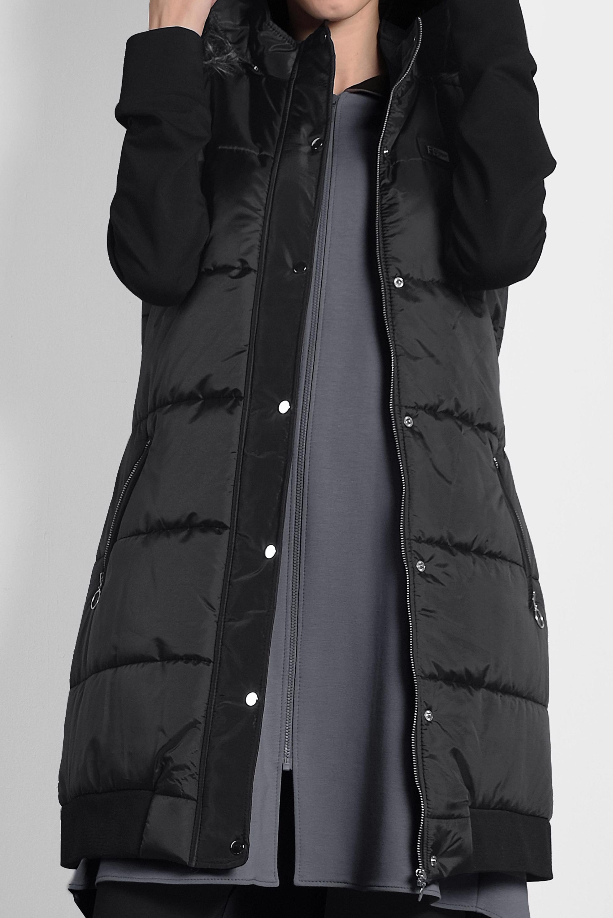 Vêtements hijab NOIR GILET REMBOURRÉ AVEC CAPUCHE 90052 