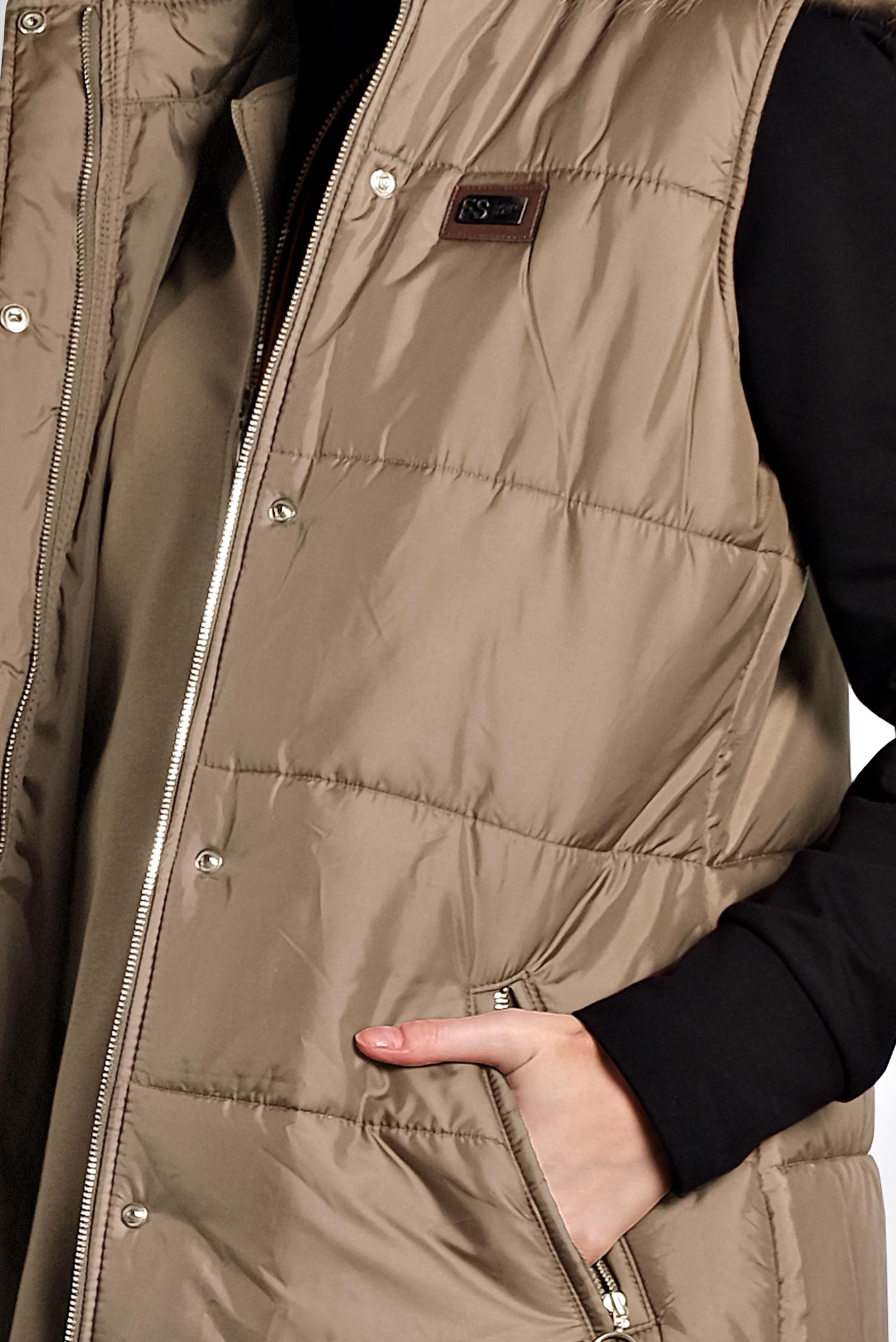 Tesettür giyim BEJ  KAPÜŞONLU ŞİŞME YELEK 90052