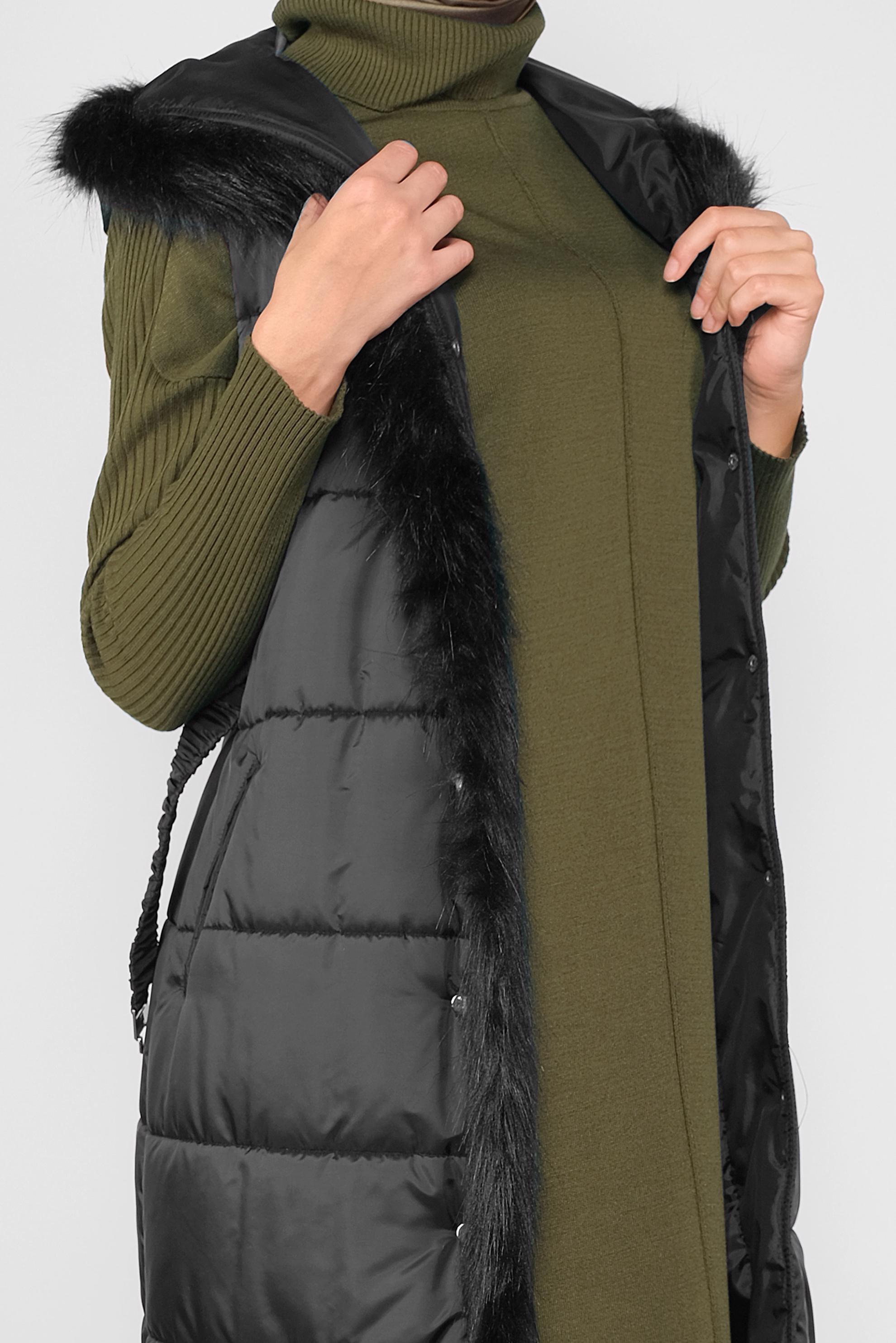 Tesettür giyim SİYAH KAPÜŞONLU ŞİŞME YELEK 90064 