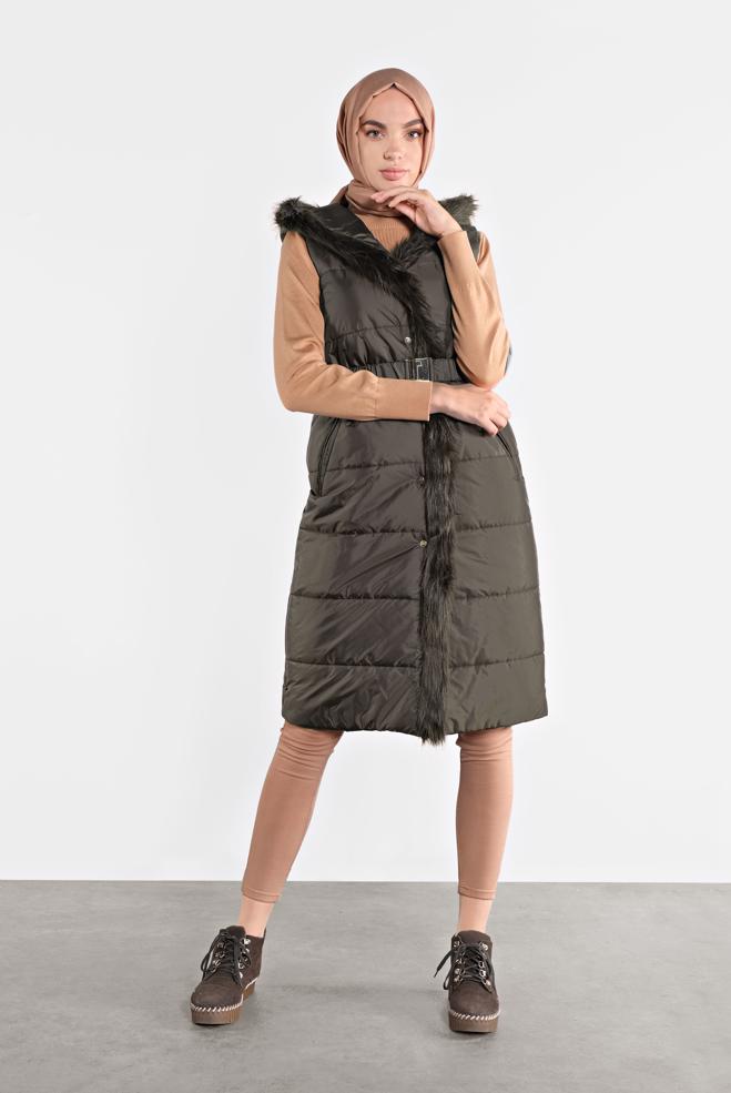 Tesettür giyim  Haki Bej Uyumu - ALVİNA