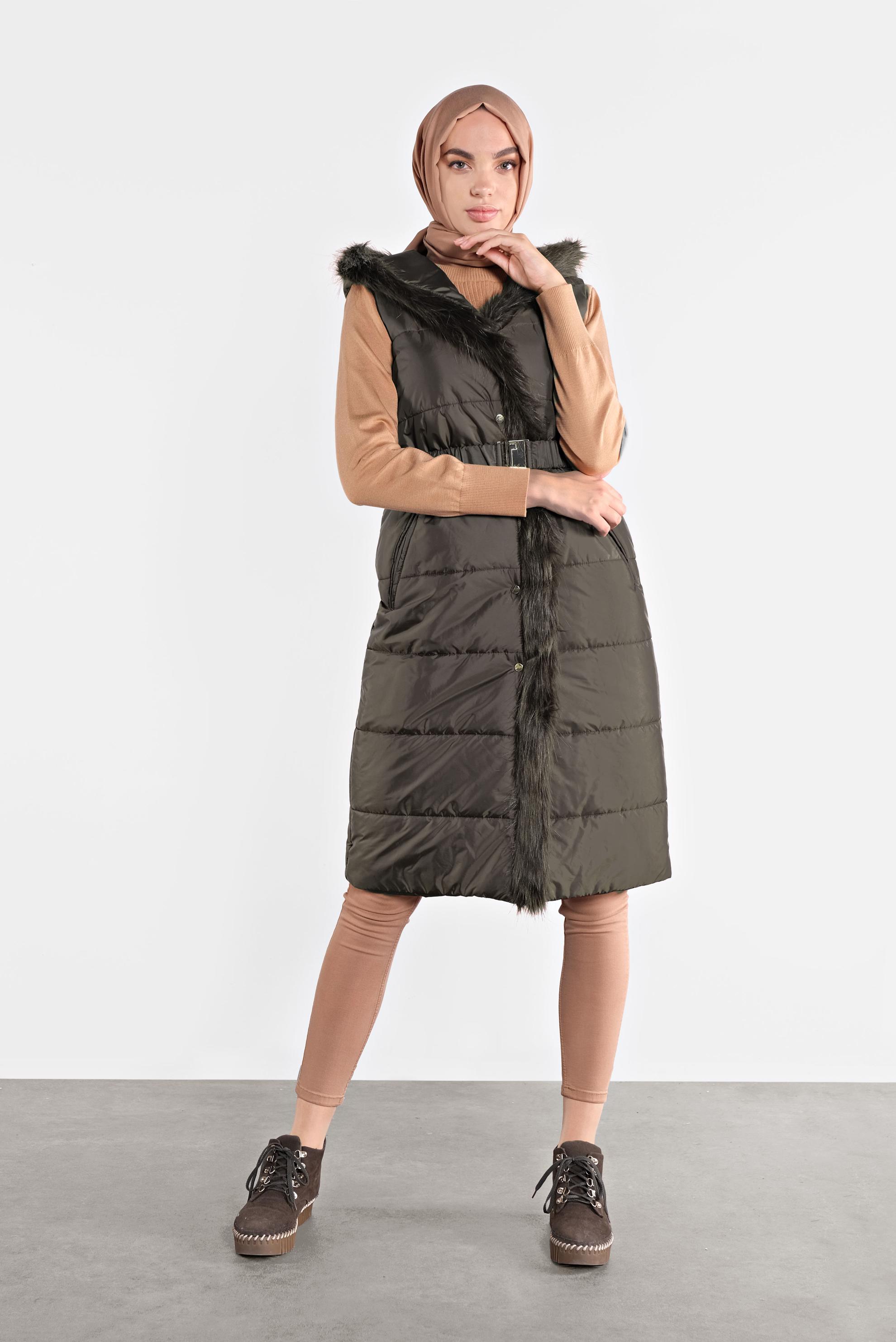 Vêtements hijab KAKI DOUDOUNE À CAPUCHE 90064 