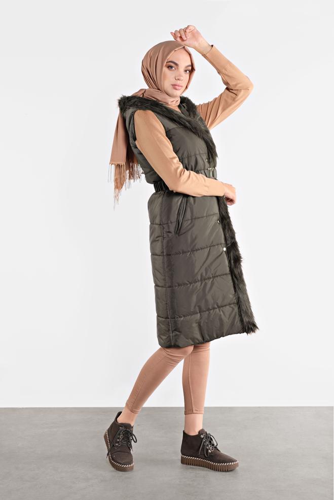 Tesettür giyim  Haki Bej Uyumu - ALVİNA