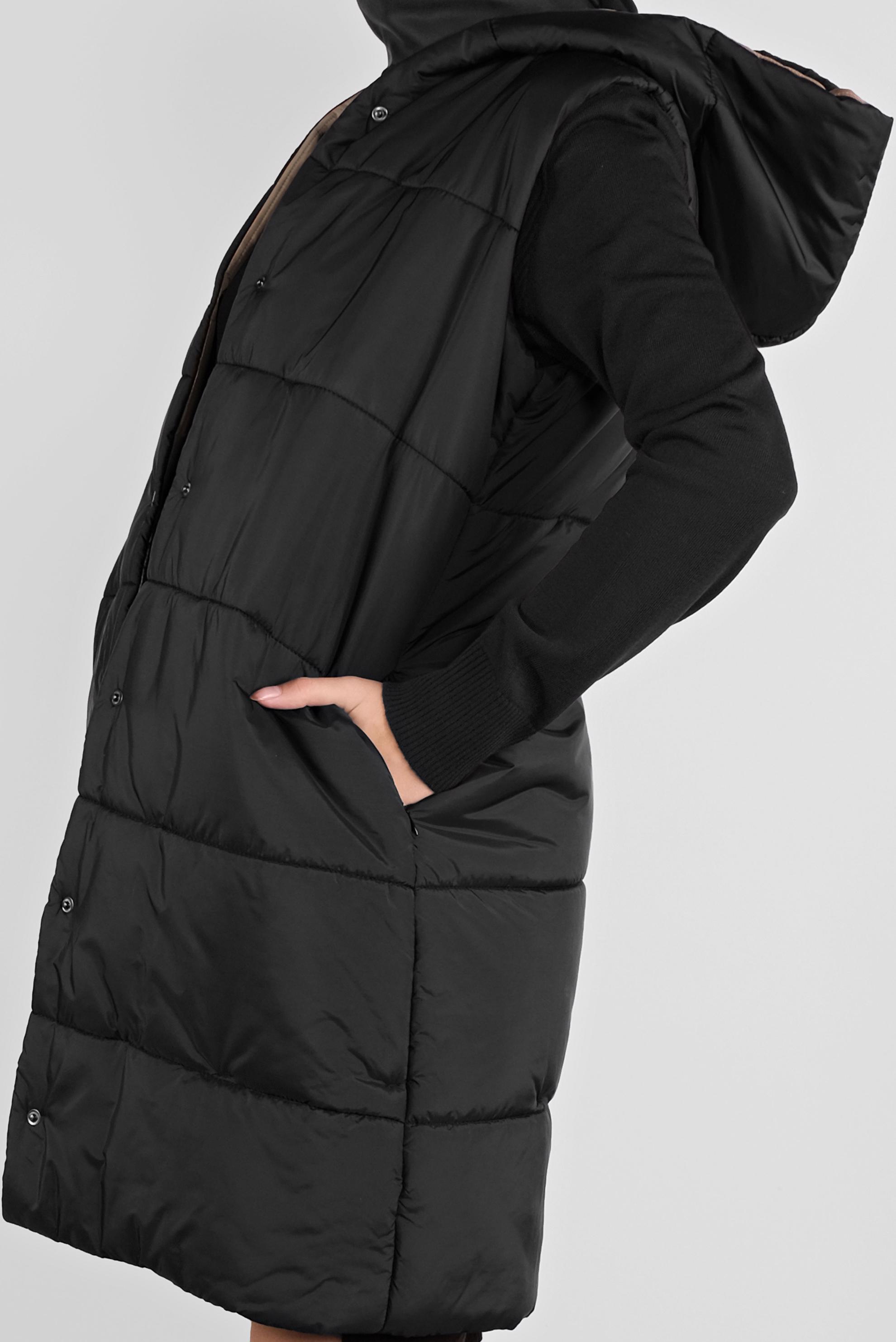 Tesettür giyim SİYAH KAPÜŞONLU ŞİŞME YELEK 90118