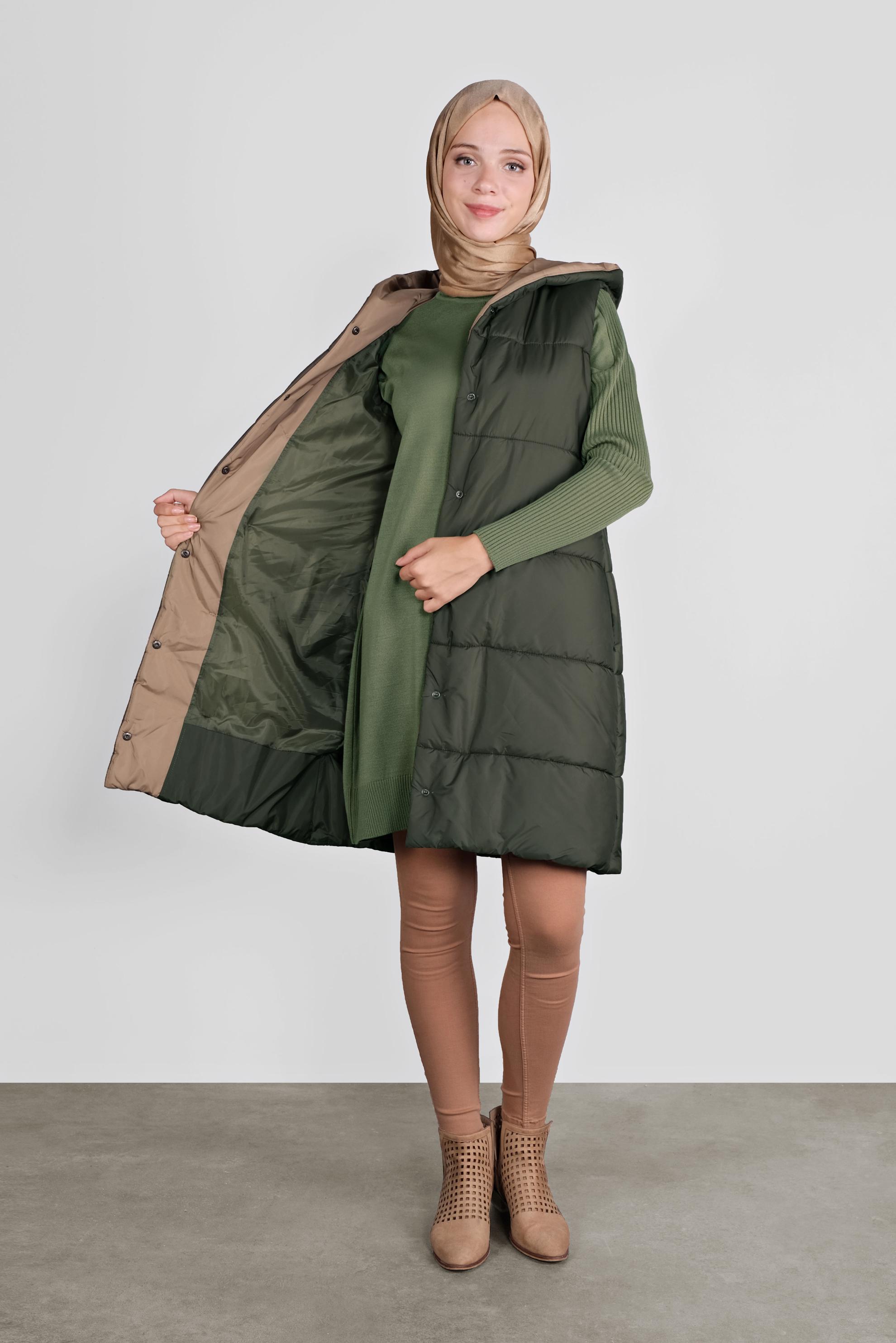 Vêtements hijab KAKI DOUDOUNE À CAPUCHE 90118 