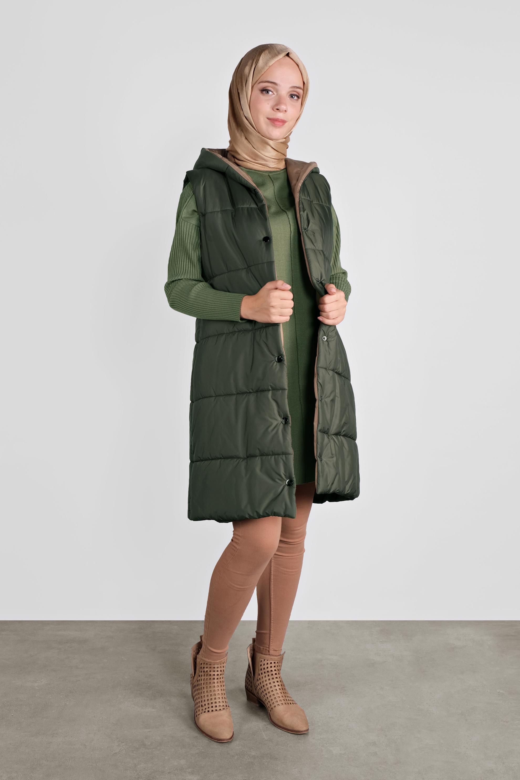 Vêtements hijab KAKI DOUDOUNE À CAPUCHE 90118 