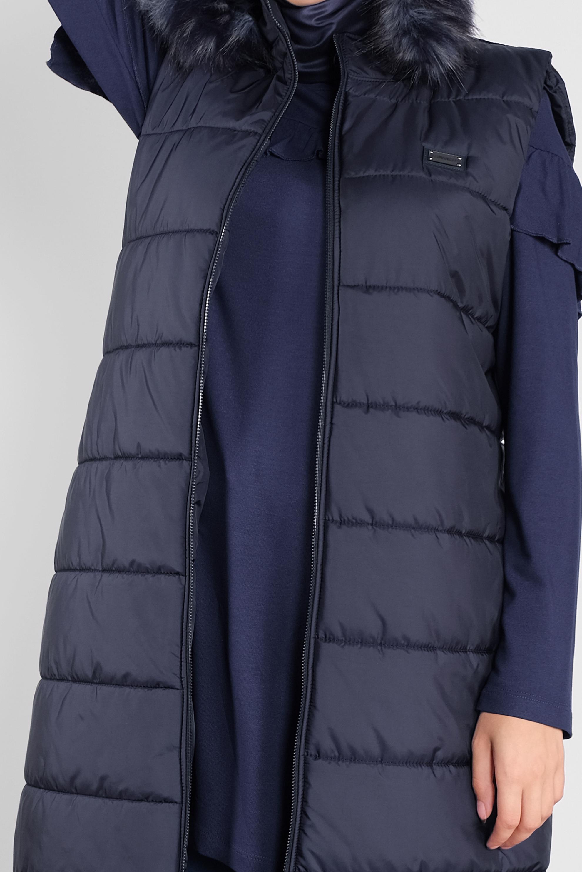 Vêtements hijab BLEU MARINE DOUDOUNE À CAPUCHE EN EFFET FOURRURE 90120