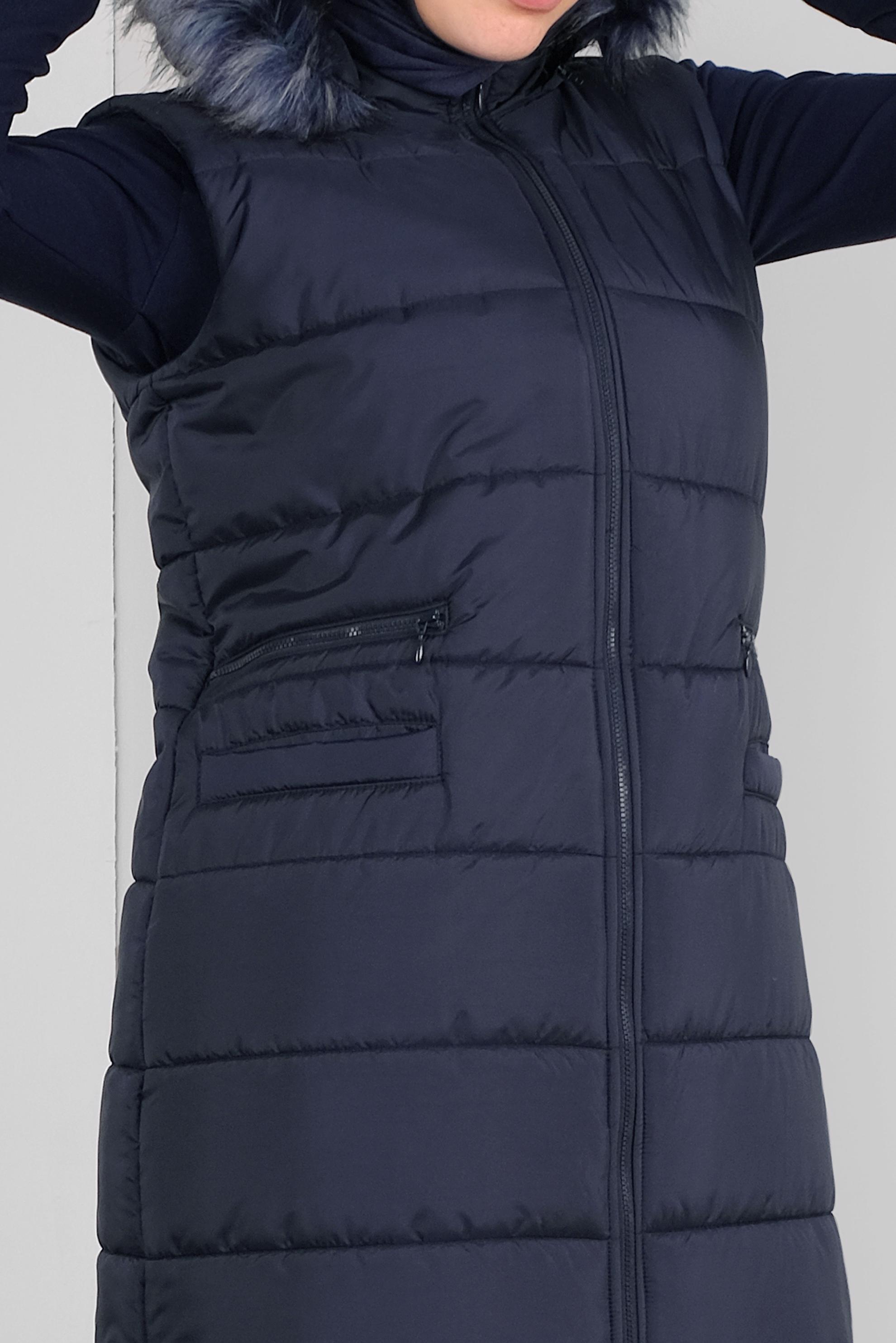 Vêtements hijab BLEU MARINE DOUDOUNE À CAPUCHE EN EFFET FOURRURE 90146