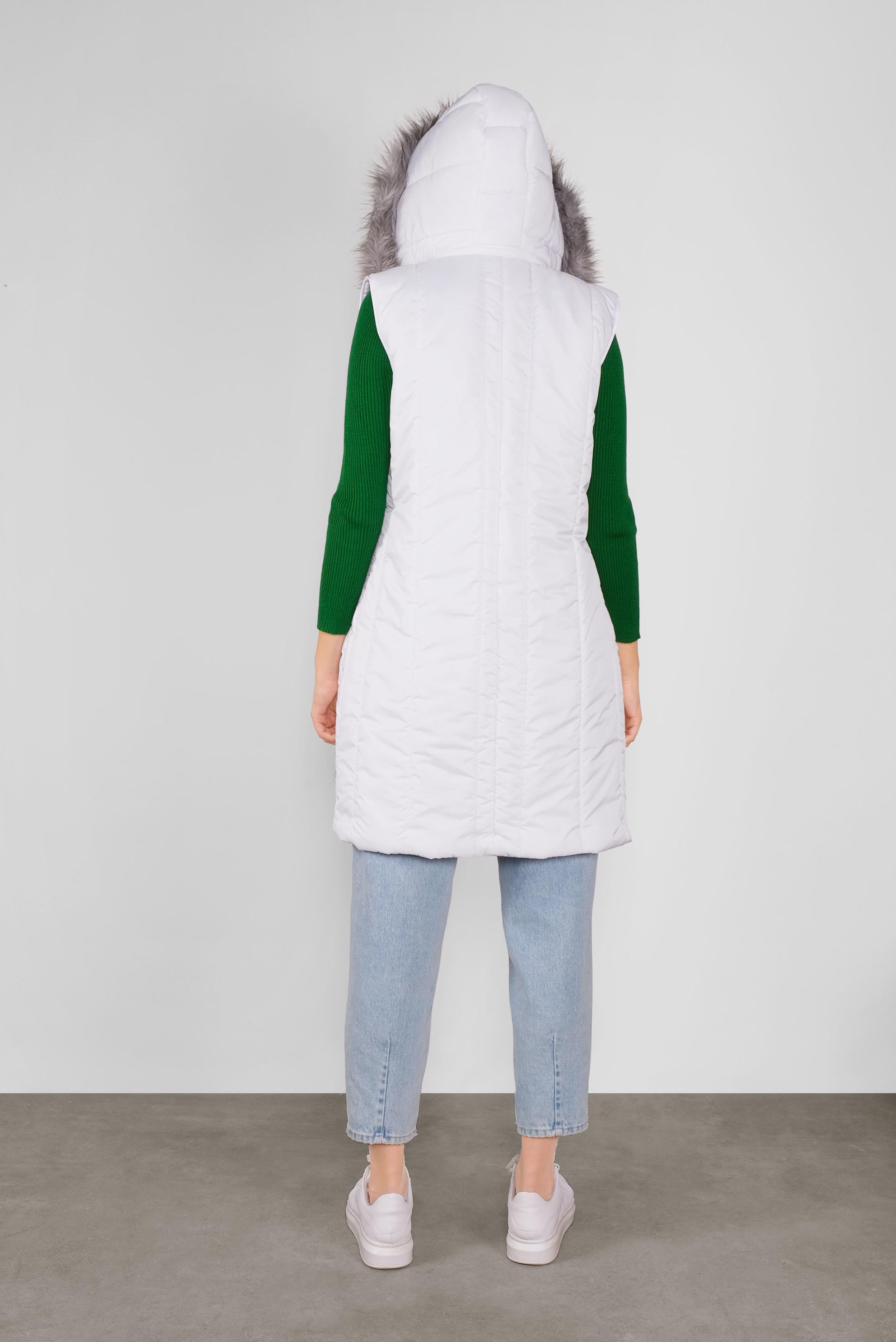 Vêtements hijab BLANC DOUDOUNE À CAPUCHE EFFET FOURRURE 90159