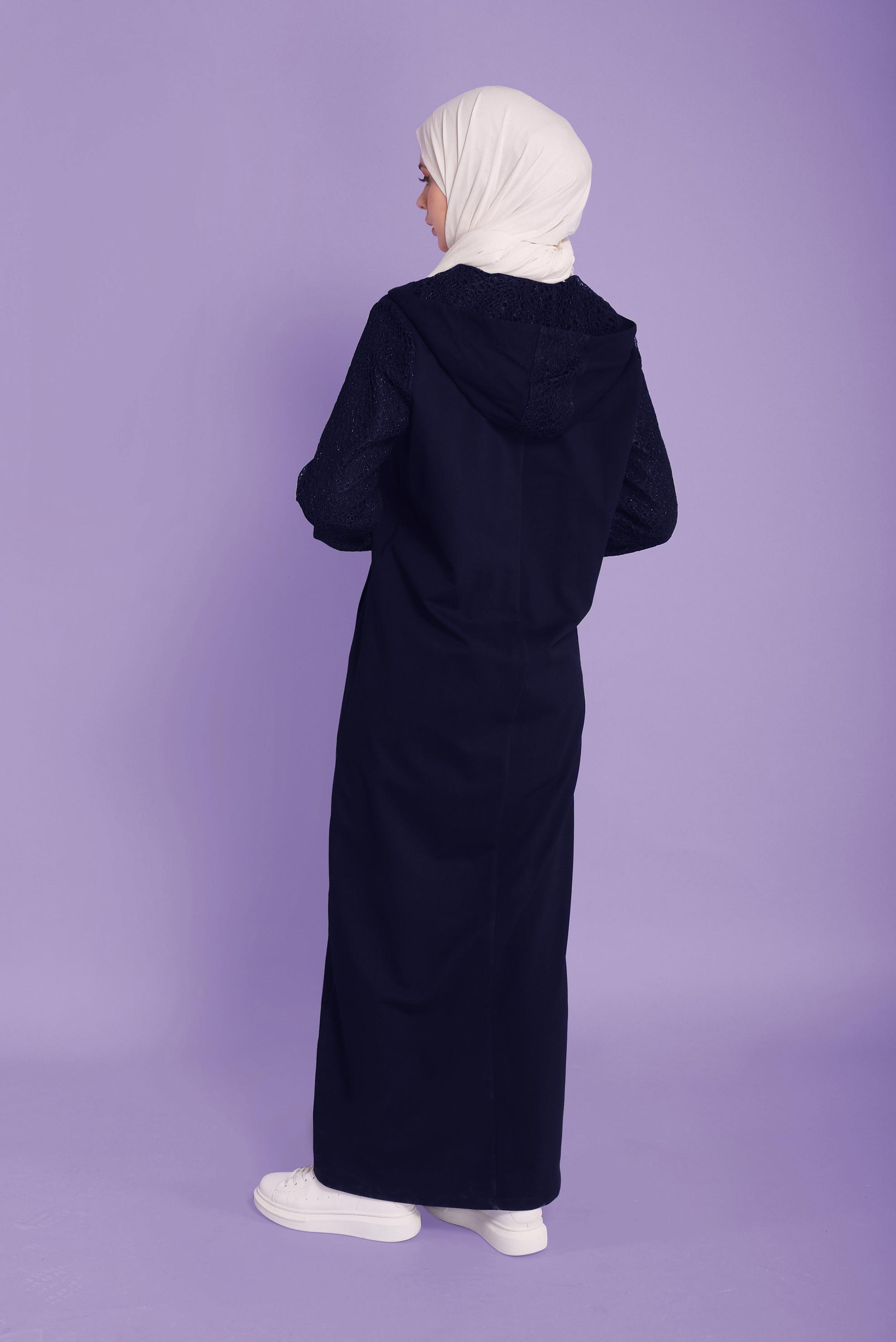 Tesettür giyim LACİVERT SİMLİ GÜPÜR DETAYLI EŞOFMAN TUNİK 41437	